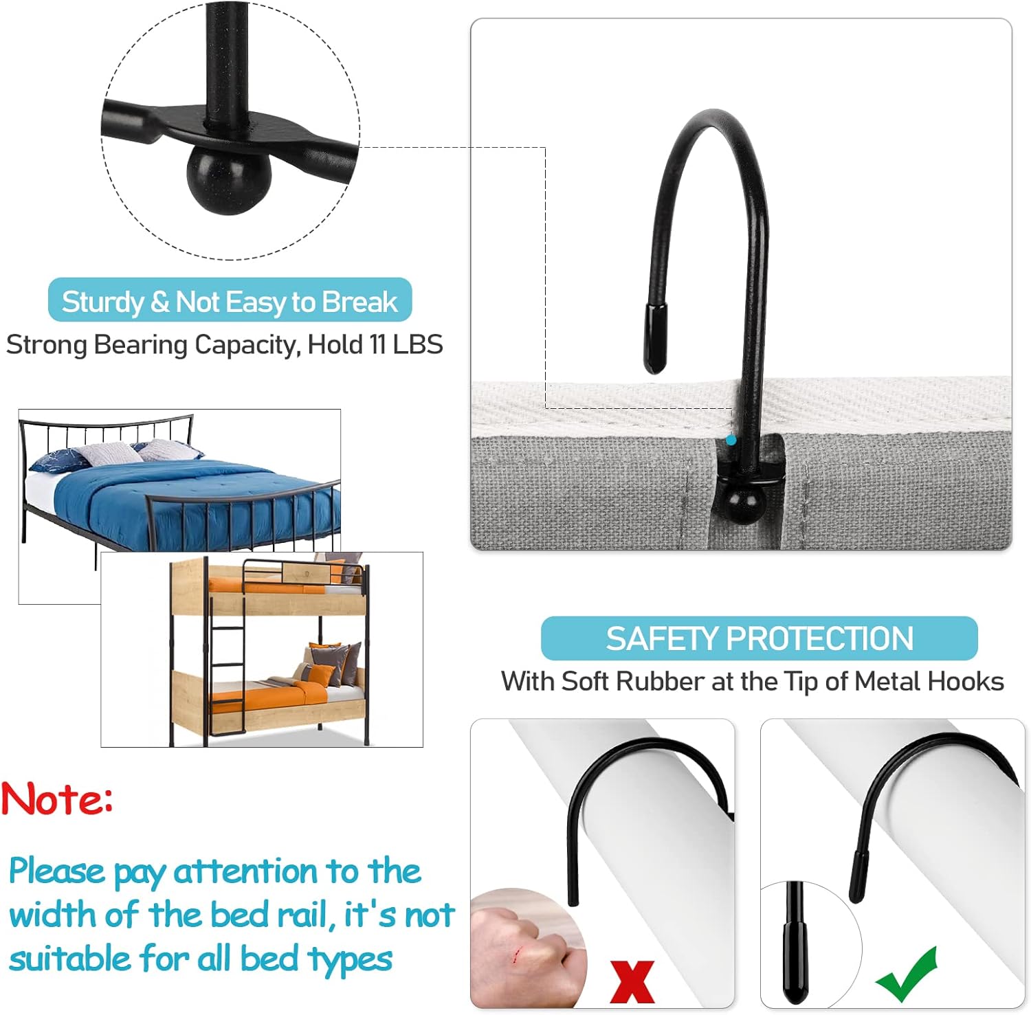 Loghot Bedside Caddy/Bedside Storage Bag Hanging Organizer for Bunk and Hospital Beds,Dorm Rooms Bed Rails,Can be Placed Glasses,Books,Mobile Phones,Keys (Light Pink)