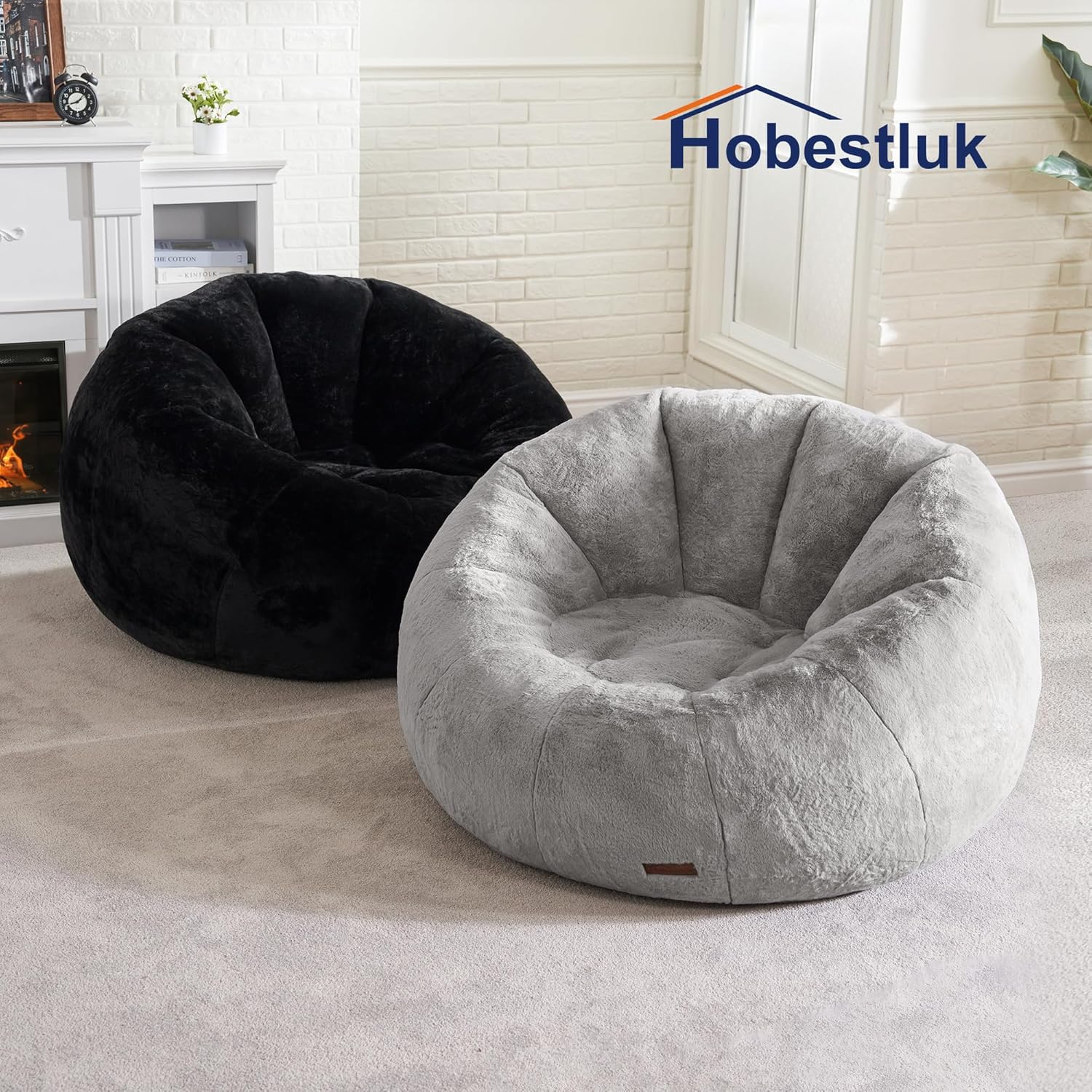 Hobestluk Bean Bag Chairs Large Bean Bag Couch for Adults Stuffed Lazy Sofa Chair Comfy Floor Chair with Spacious Design for Reading, Gaming or Relaxing (GREY)