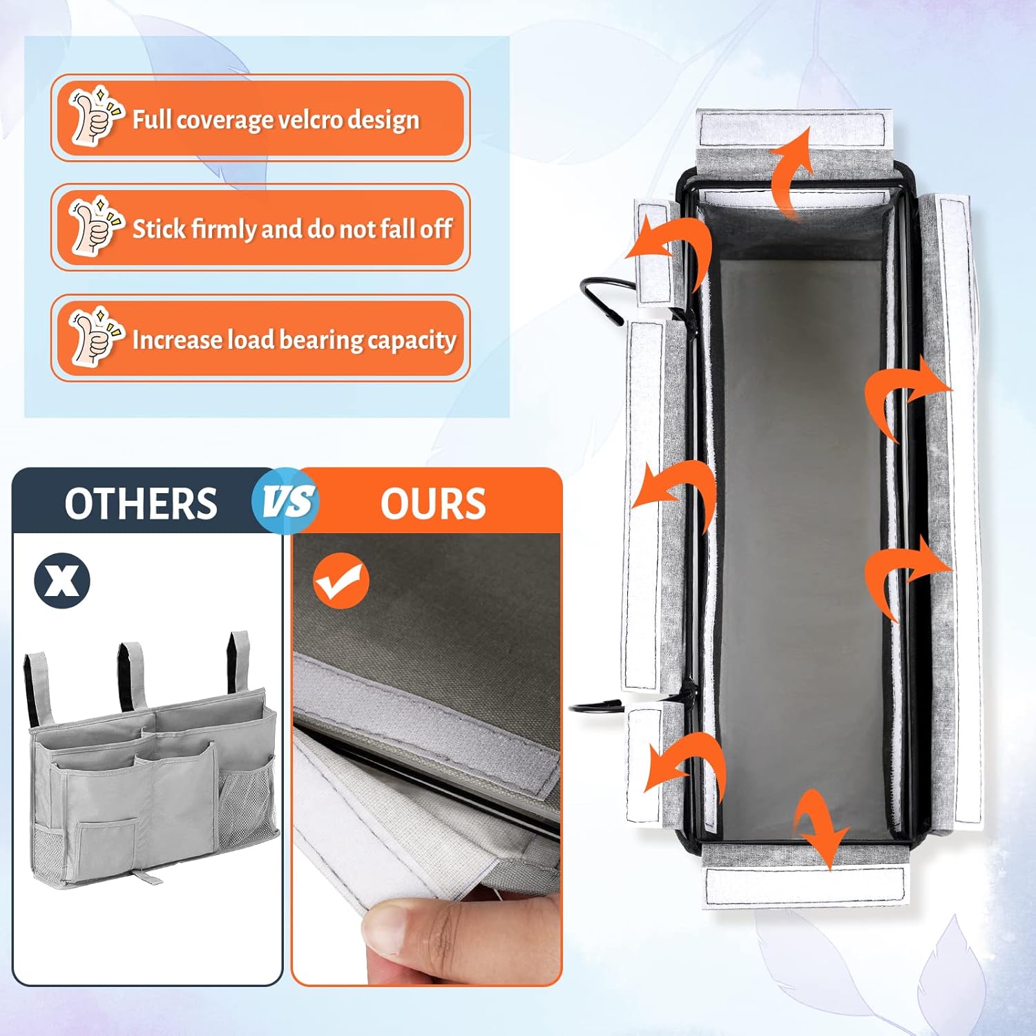 Loghot Bedside Caddy/Bedside Storage Bag Hanging Organizer for Bunk and Hospital Beds,Dorm Rooms Bed Rails,Can be Placed Glasses,Books,Mobile Phones,Keys (Light Pink)