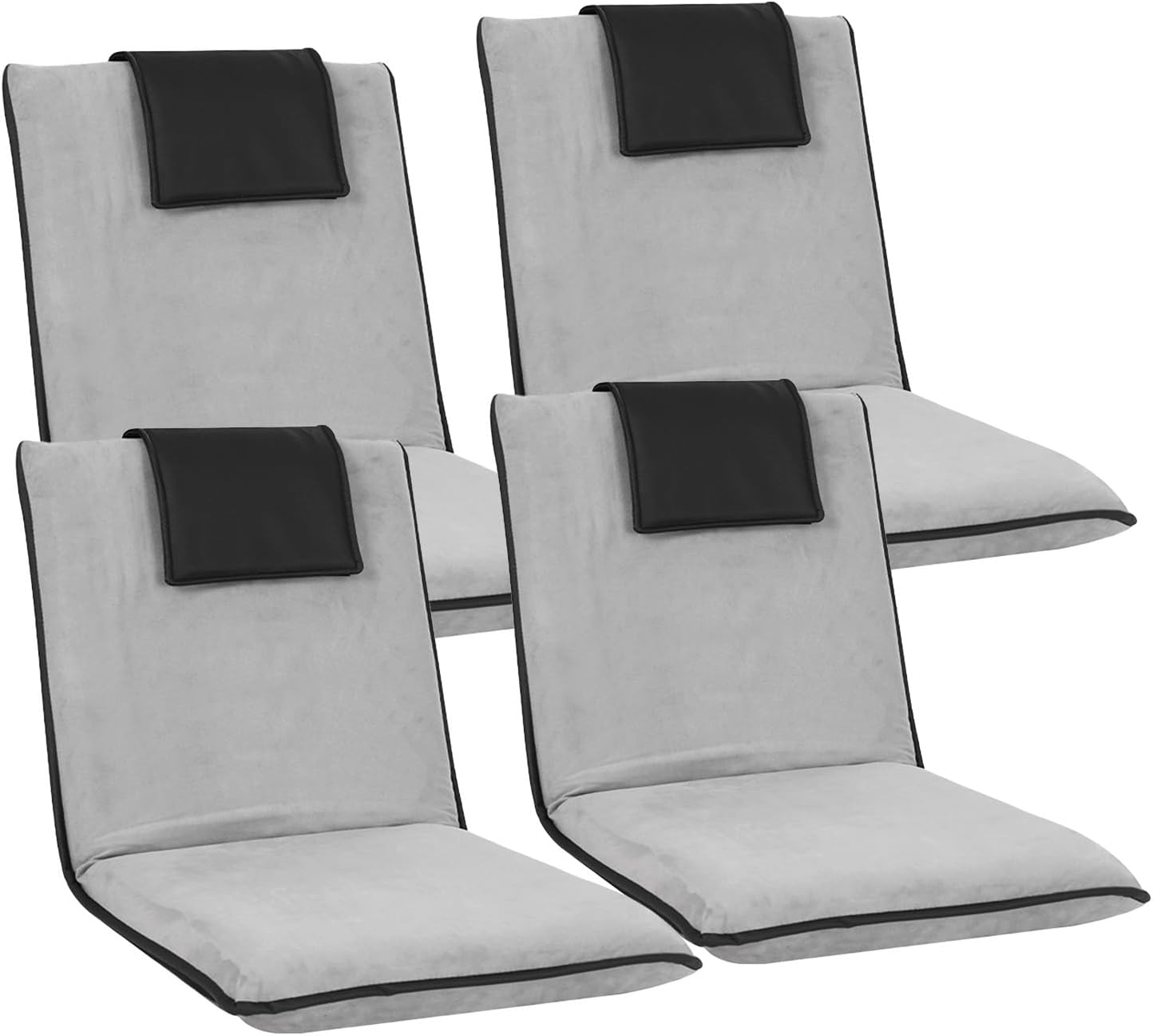 Artiss 2X Floor Chair, Adjustable Futon Lounge Sofa Bed Cushions Recliner Folding Stadium Chairs Cushion Couch Bed Outdoor Bedroom Living Room Furniture, Soft Backrest Easy Carry Space Saving Grey