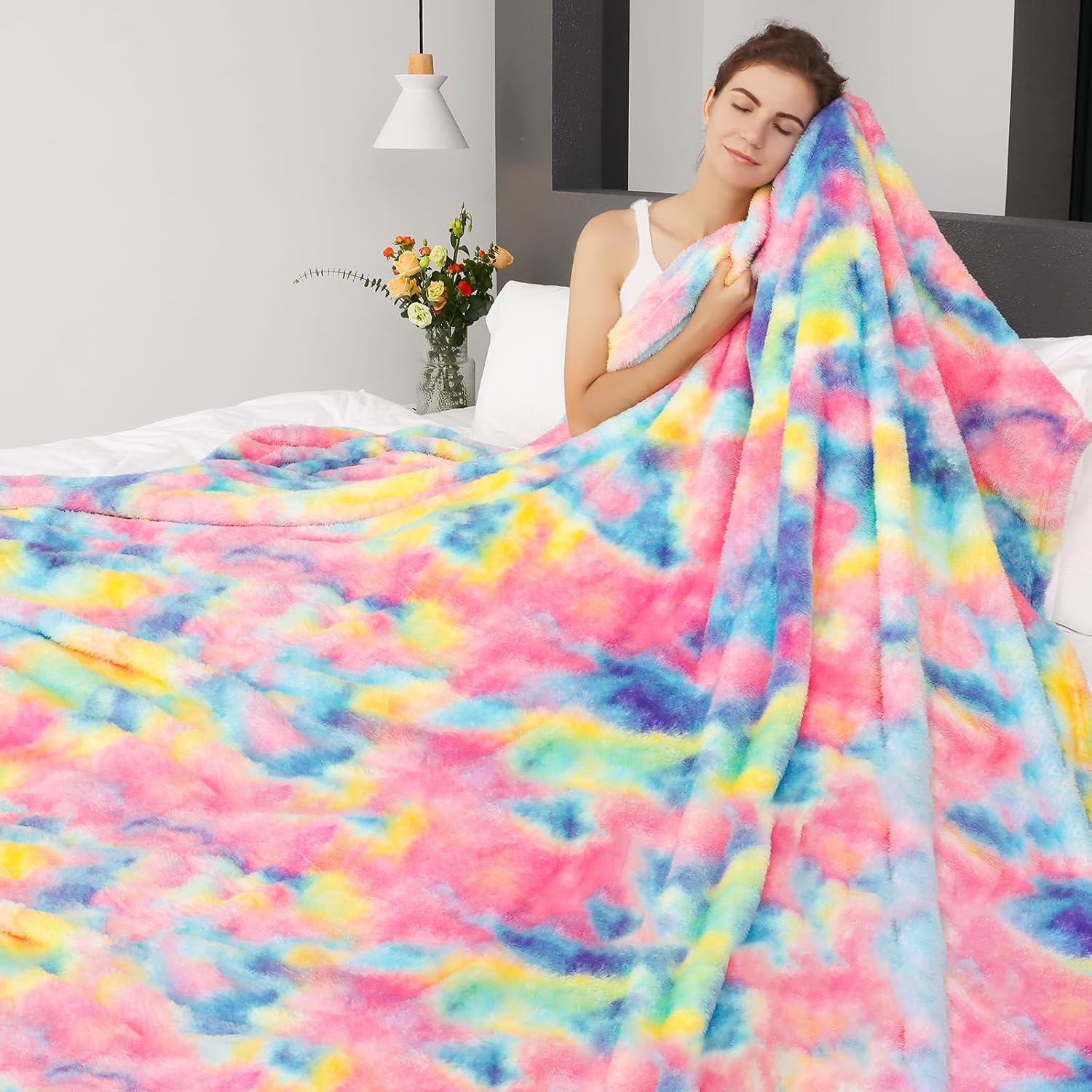 MUGD Blankets Fuzzy Soft Fleece Throw Blanket Cozy Soft Warm Throw Blanket for Bed