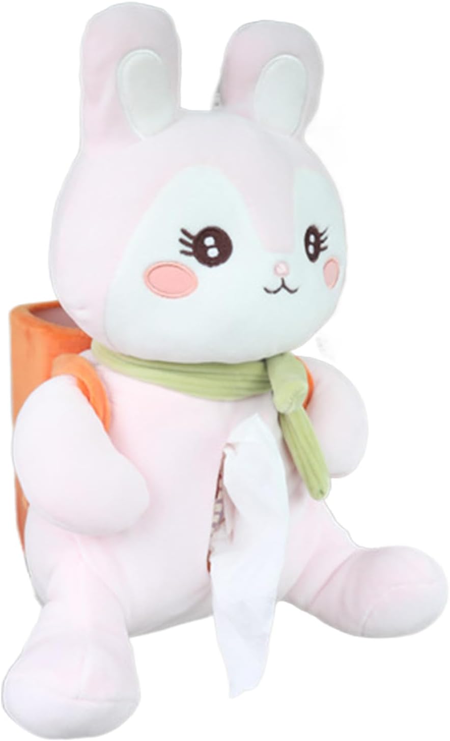 Car Tissue Box - Plush Animal Dispenser for Travel, Multifunctional Tissue Holder with Trash Can, Cute Armrest Organizer, Soft Storage Bag, Napkin Holder for SUV Truck Rv Auto Driver Kids Adults