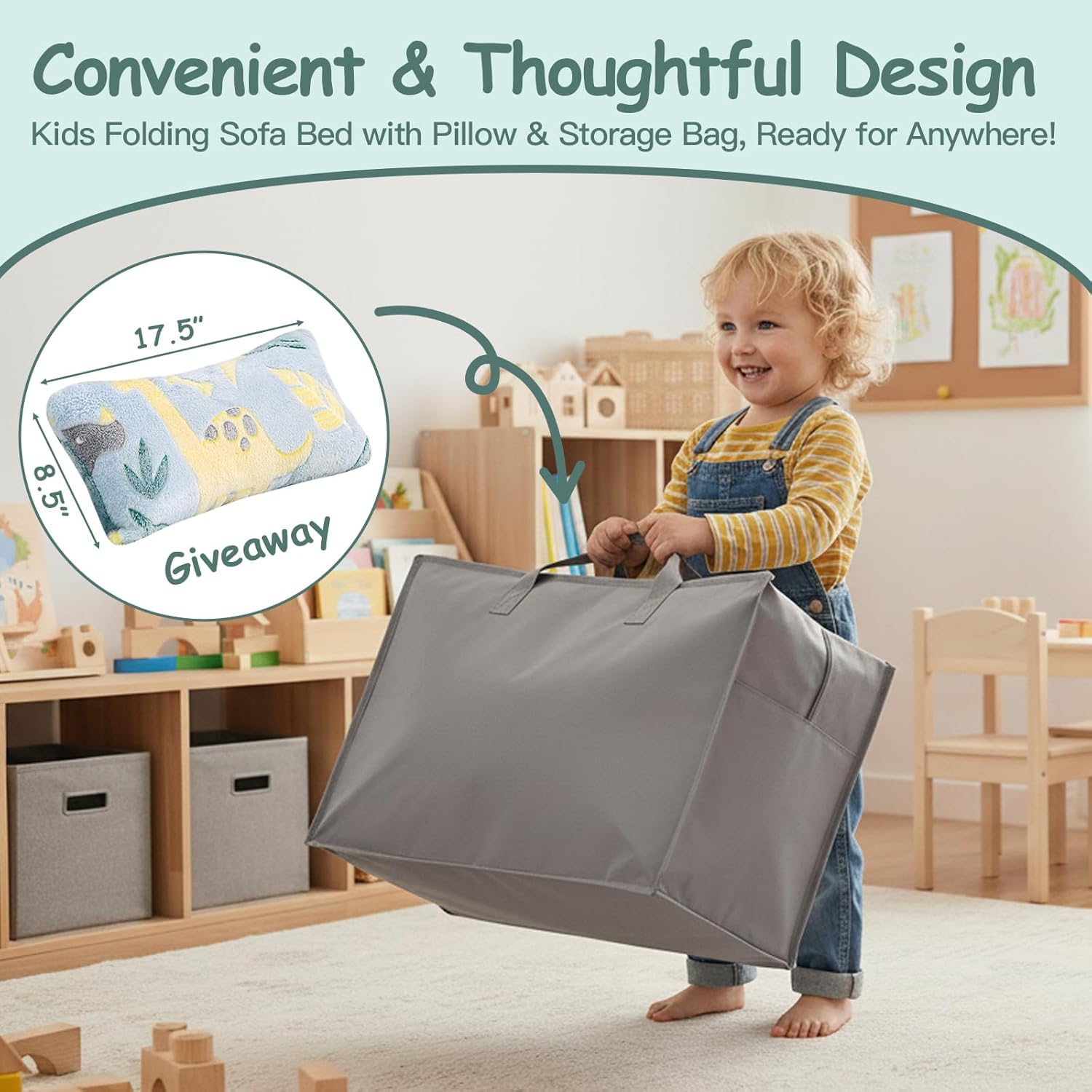 Tiita Folding Sofa Bed with Pillow 200x70x12cm Mattress&Plush Fabric Foldable Sofa Lounge Mat Pad,Floor Lounger Chair Bed for Living Room,Guest Room,Dorm,Apartment,Camping and Travel Use