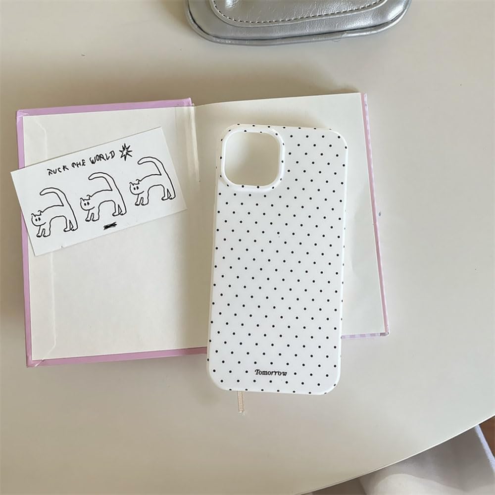 Sloveic for iPhone 16 Case with Cute Fashion Polka Dot Aesthetics Design Simple Case for Soft TPU Slim Protection Cover for Women Girls-White