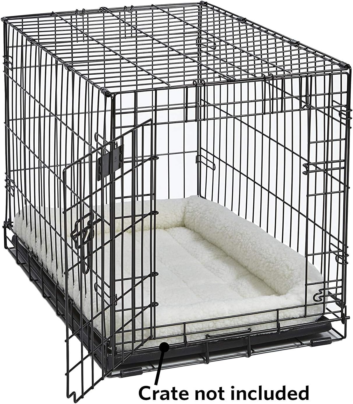 18L-Inch White Fleece Dog or Cat Bed with Comfortable Bolster, Ideal for Toy Dog Breeds & Fits an 18-Inch Crate, Easy Maintenance Machine Wash & Dry