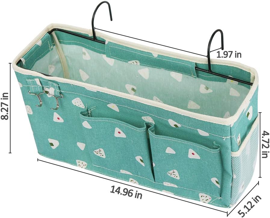 Loghot Bedside Caddy/Bedside Storage Bag Hanging Organizer for Bunk and Hospital Beds,Dorm Rooms Bed Rails,Can be Placed Glasses,Books,Mobile Phones,Keys (Light Pink)