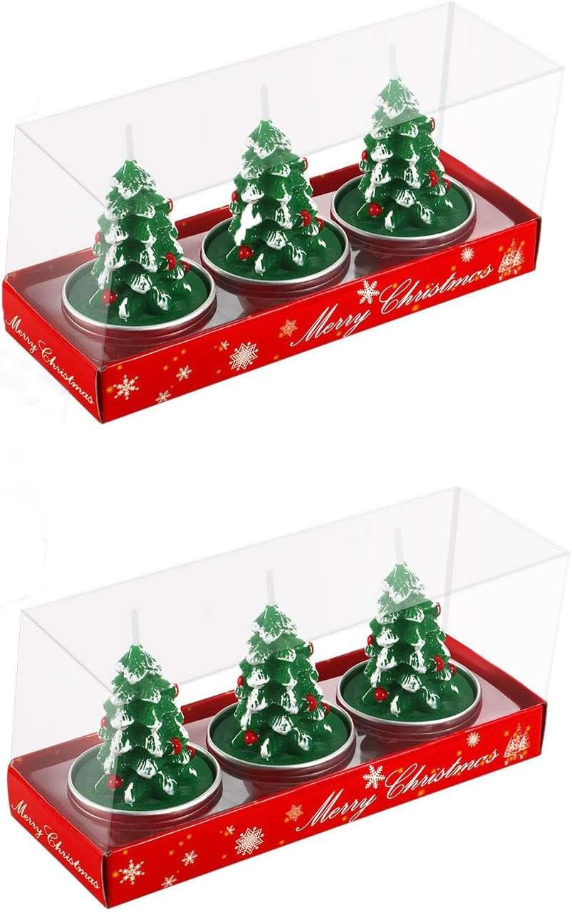 Christmas Tree Candles Gift Set, 6 Delicate Xmas Tree Tealights Candles, Home Decoration, Christmas Dinner, Party, Gift Packaged
