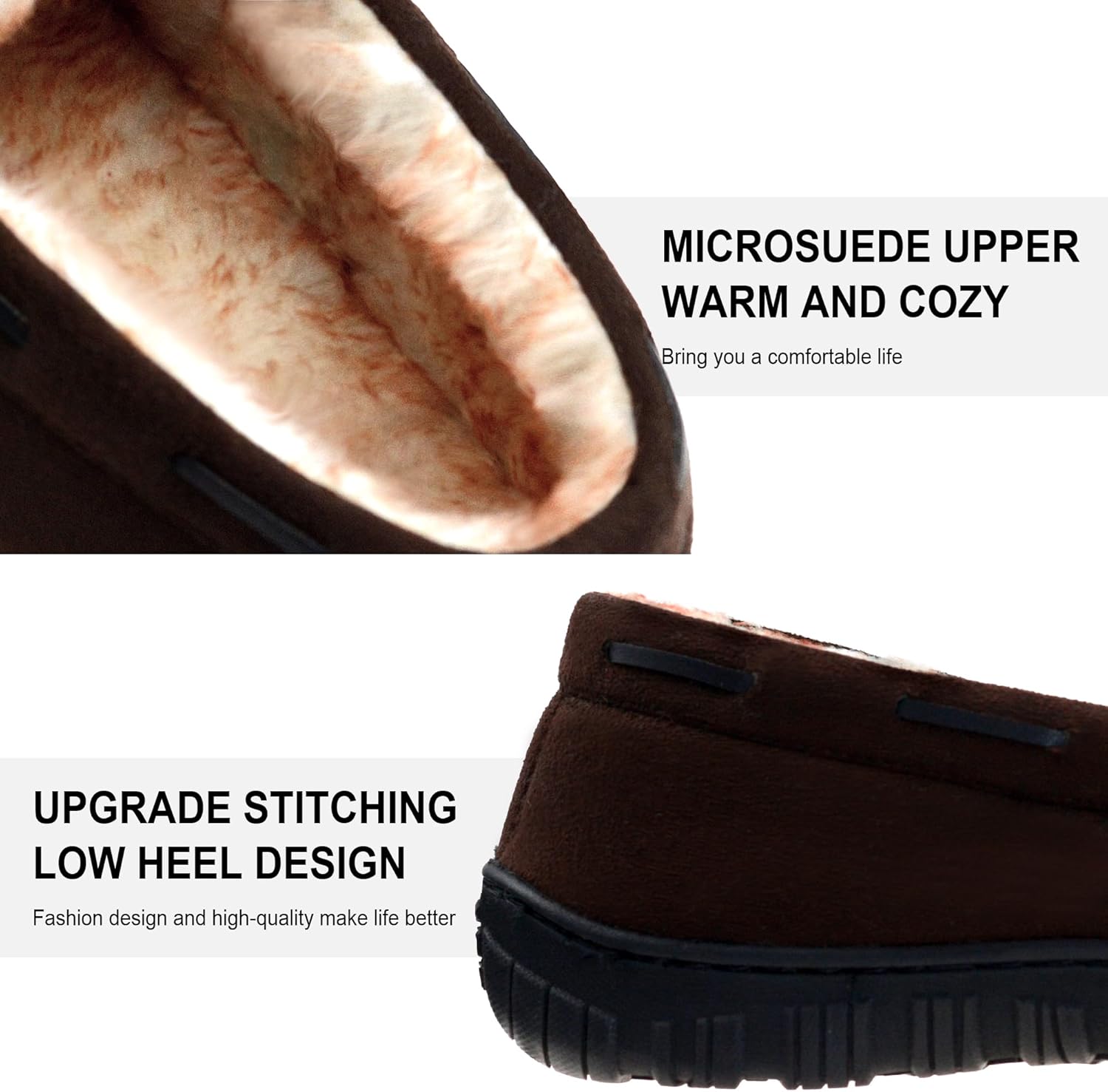 SKABIU Mens Moccasin Slippers Memory Foam Indoor & Outdoor House Slippers Cozy Bedroom Shoes