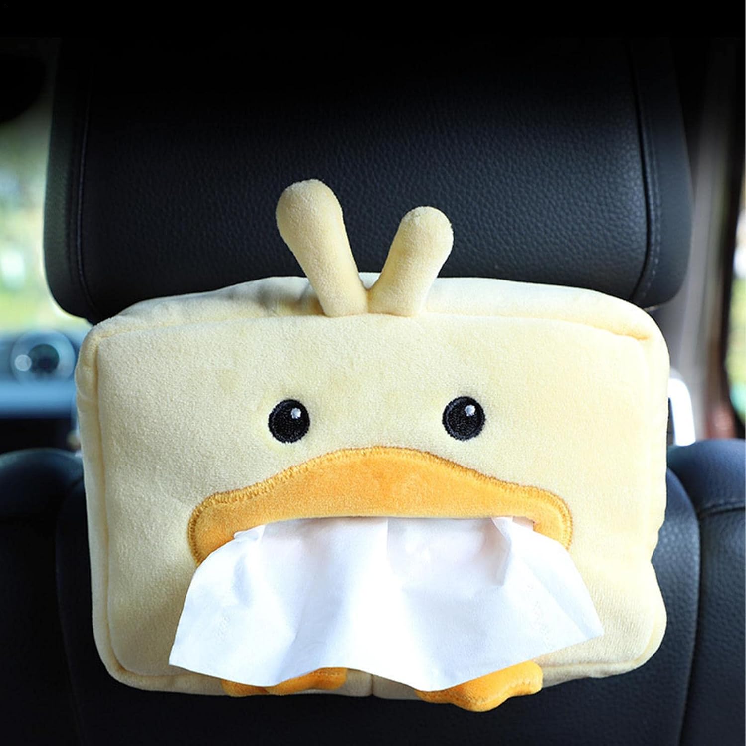 Baogao Cartoon Plush Animals Tissue Box, Cute Paper Holder for Car, Universal Vehicle Backseat Plush Tissue Organizer