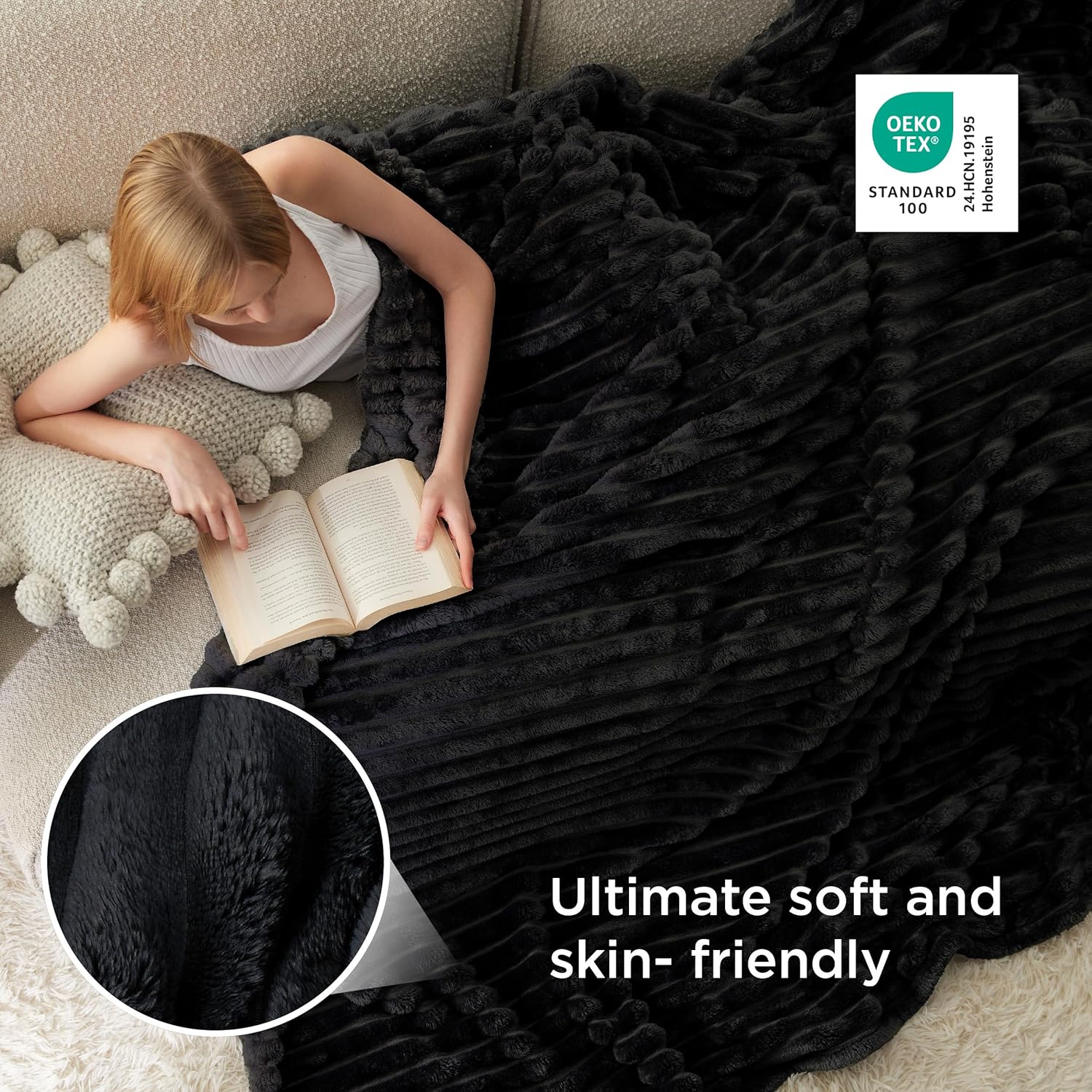 Bedsure Blanket for Couch, Super Cozy Soft Throw Blankets for Women, Cute Small Plush Fleece Throws for Girls, Off White, 50x60 Inches