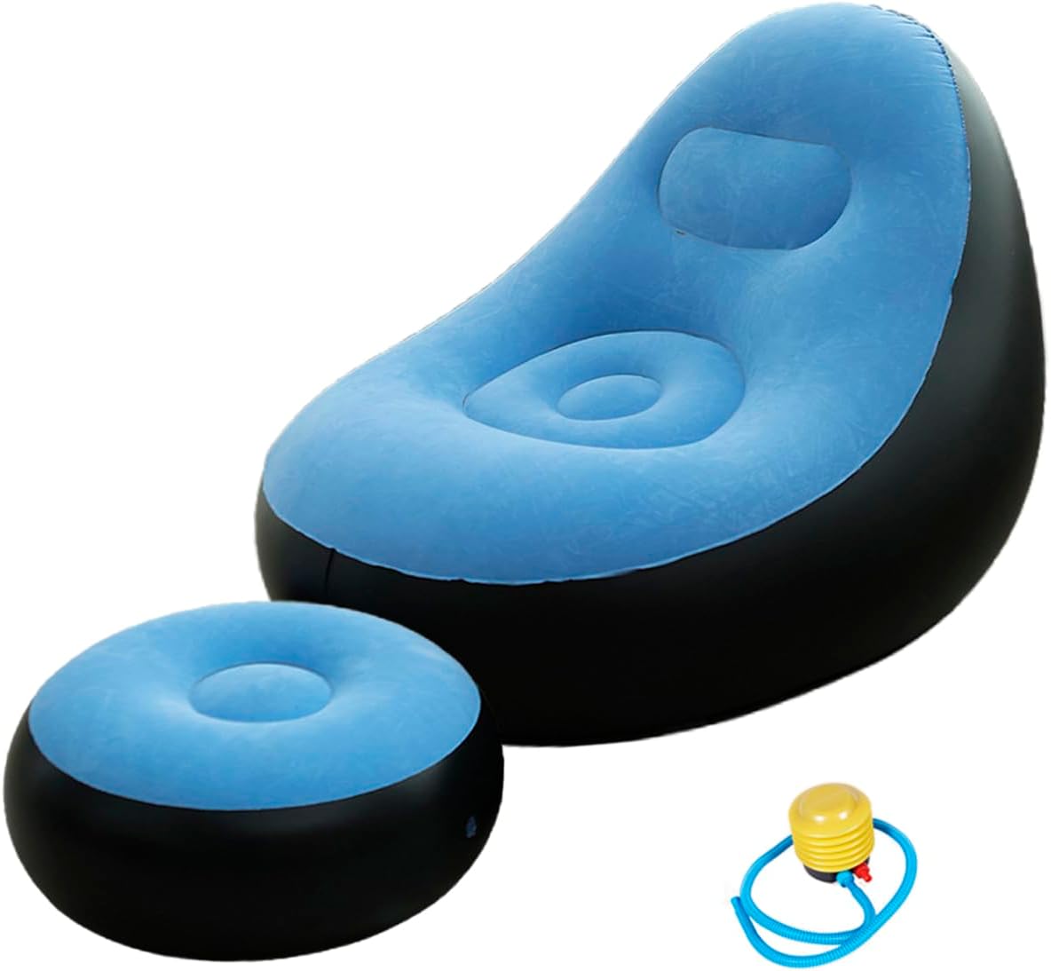 Jade Deals Inflatable Folding Lazy Sofa Chair with Pump, 49.2×41.3in PVC Air Recliner with Backrest & Footrest for Home Use