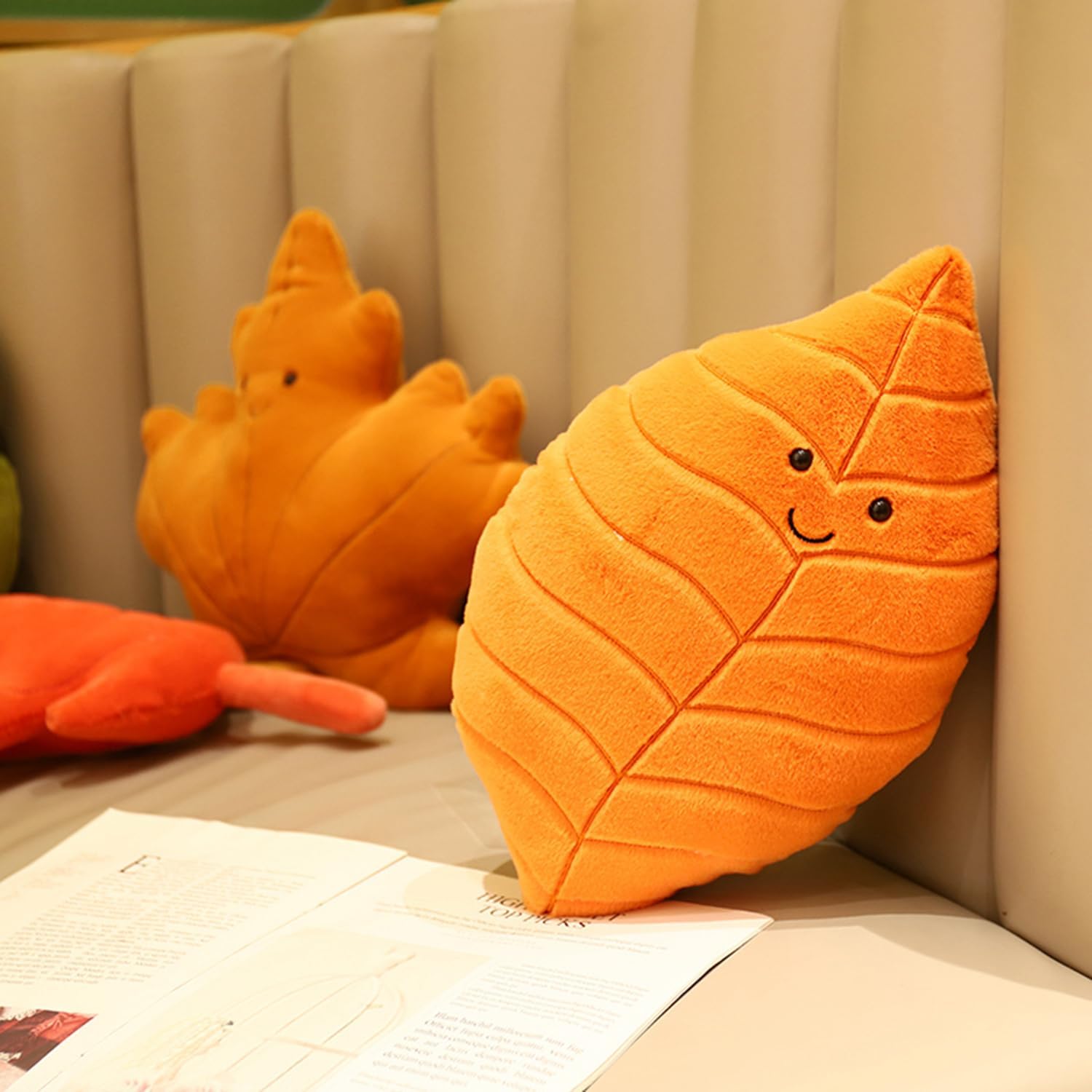 TONGSONG Soft Plush Maple Leaf Pillow Stuffed Animal Toy Plushies Home Decor for Lover on Birthday and Holiday