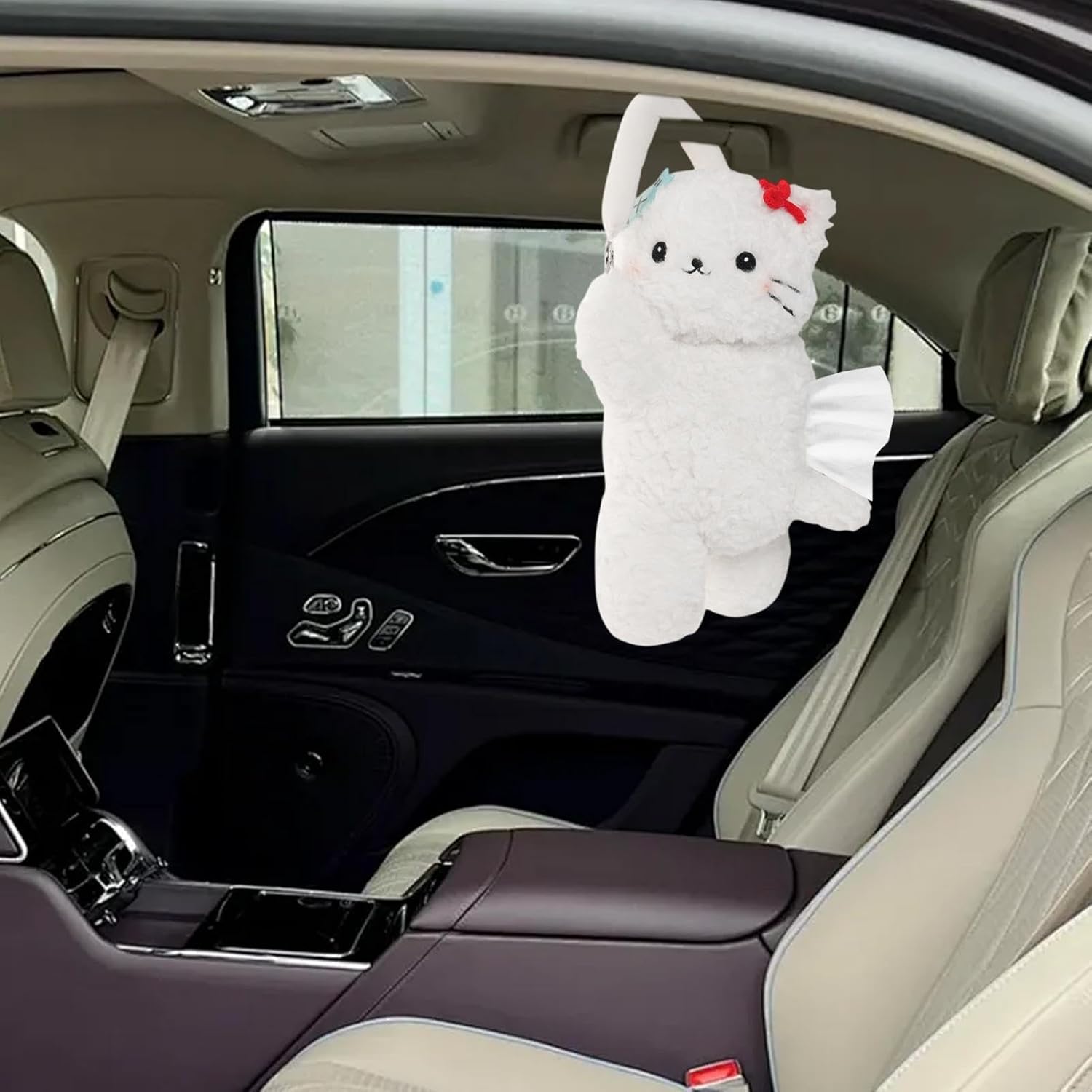 Cute Stuffed Animal Tissue Holder | Cartoon Cat Napkin Box Decorative Tissue Box Cover - Multifunctional Home Decor, Tissue Bag, Paper Storage Holder for Car Seat Back