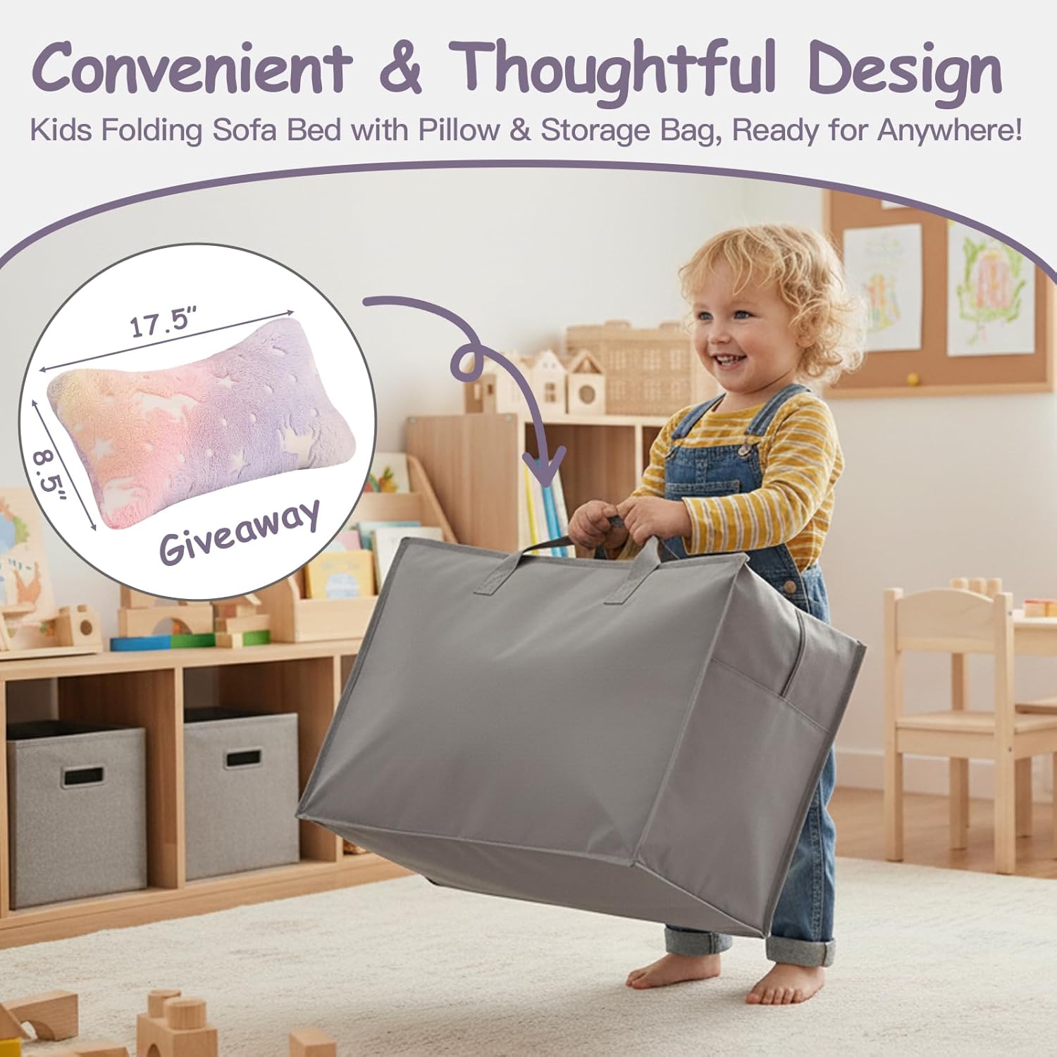 Tiita Folding Sofa Bed with Pillow 200x70x12cm Mattress&Plush Fabric Foldable Sofa Lounge Mat Pad,Floor Lounger Chair Bed for Living Room,Guest Room,Dorm,Apartment,Camping and Travel Use