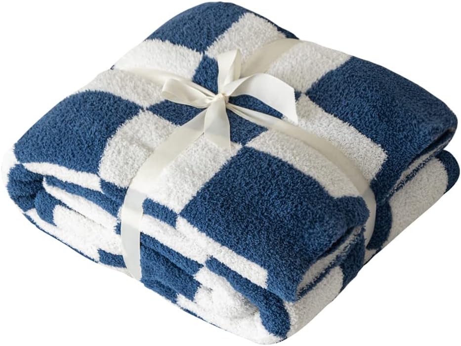 REPRECONF ZASTION Plaid Throw Blanket Ultra Soft Cozy Microfiber Knitted Lightweight Fleece Blanket for Couch Bed Travel Cream 130cm x 150cm