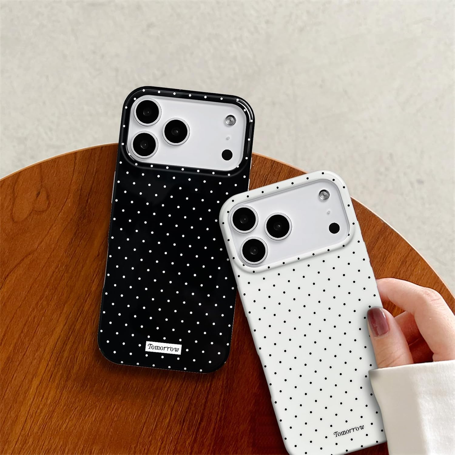 Sloveic for iPhone 16 Case with Cute Fashion Polka Dot Aesthetics Design Simple Case for Soft TPU Slim Protection Cover for Women Girls-White