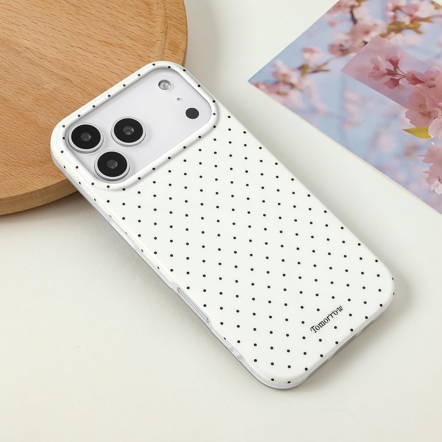 Sloveic for iPhone 16 Case with Cute Fashion Polka Dot Aesthetics Design Simple Case for Soft TPU Slim Protection Cover for Women Girls-White