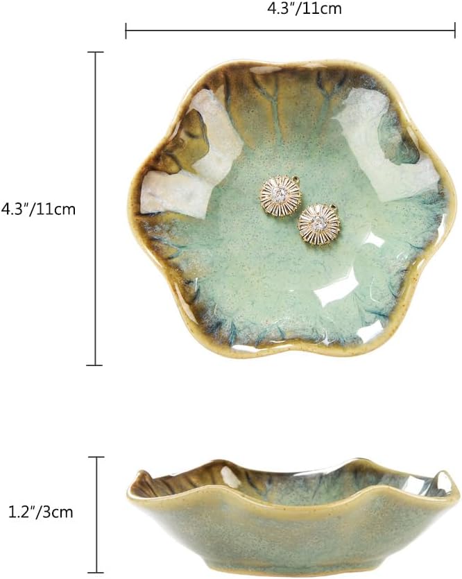 Lotus Leaf Shape Decorative Ring Tray, Small Key Bowl, Ceramic Trinket Tray Jewelry Dish Organizing Necklace Earrings, Home Decoration for Mom Best Friend Sister, Pink.