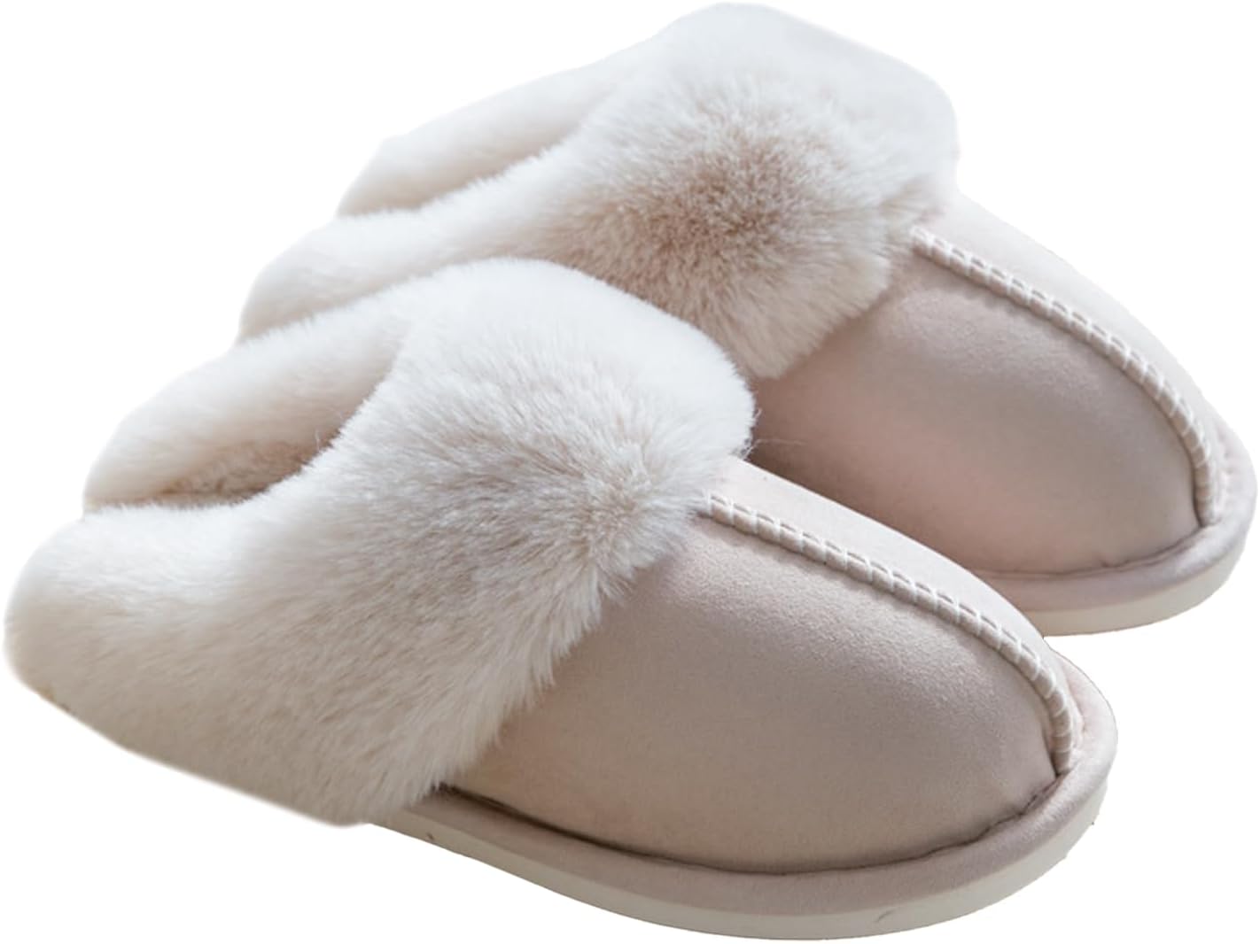 TopG Fuzzy Memory Foam Slippers Fluffy Winter House Slippers Suede Slippers with Faux Fur Collar Indoor Outdoor