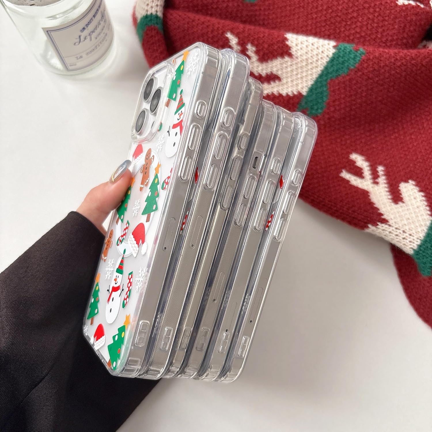 Christmas Phone Case for iPhone 11-17 Cute Merry Christmas Pattern Case Compatible with Magsafe Red Xmas Santa Tree Candy Pattern Cover for Women and Girls - Gingerbread