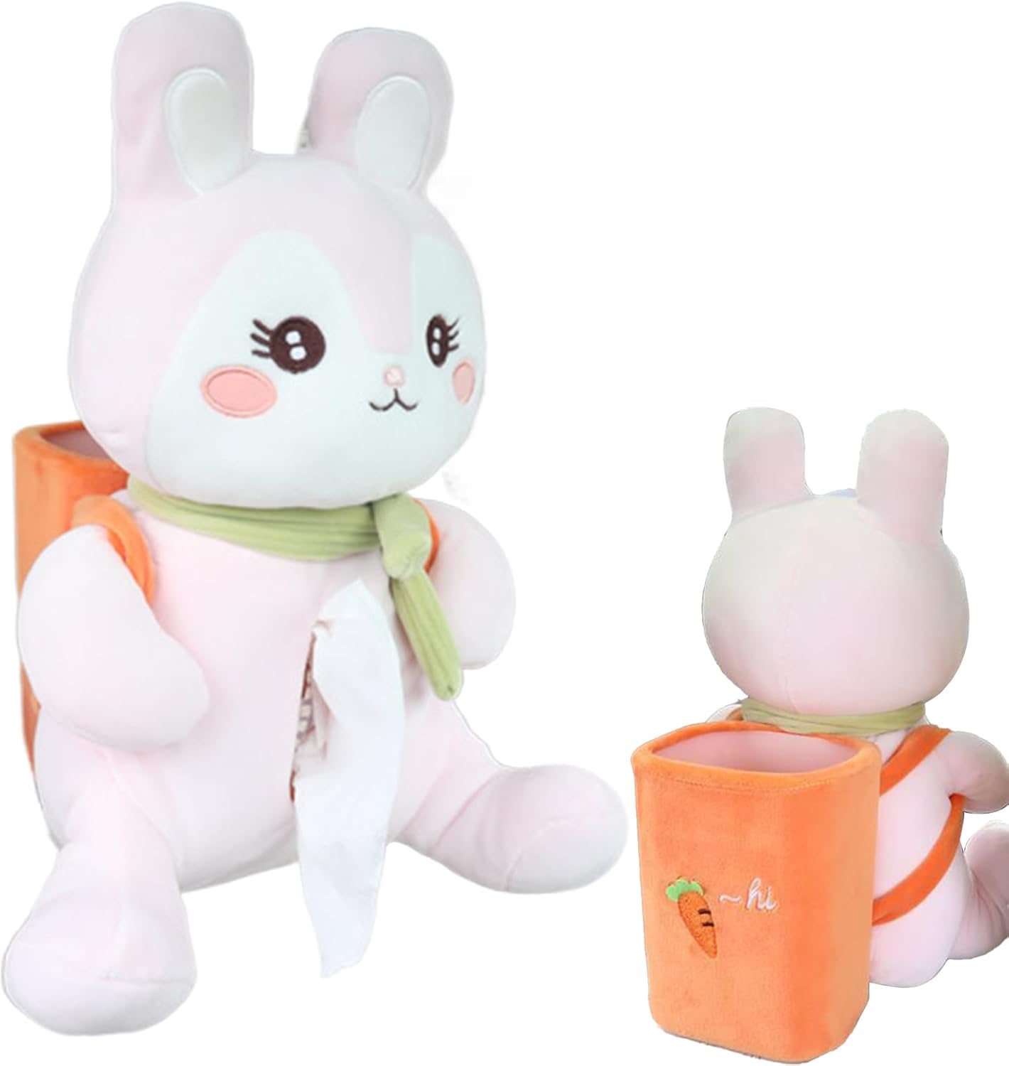 Car Tissue Box - Plush Animal Dispenser for Travel, Multifunctional Tissue Holder with Trash Can, Cute Armrest Organizer, Soft Storage Bag, Napkin Holder for SUV Truck Rv Auto Driver Kids Adults