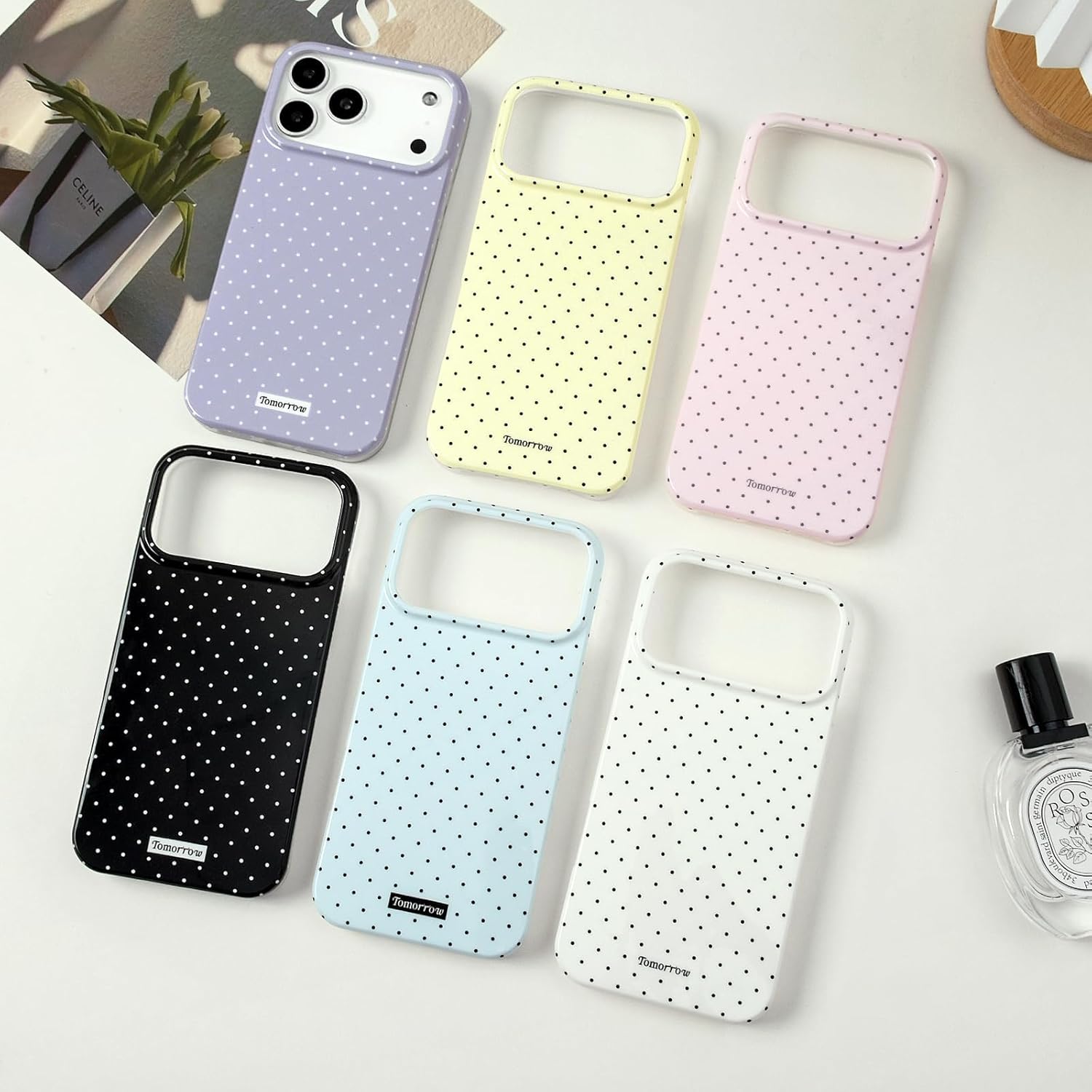 Sloveic for iPhone 16 Case with Cute Fashion Polka Dot Aesthetics Design Simple Case for Soft TPU Slim Protection Cover for Women Girls-White