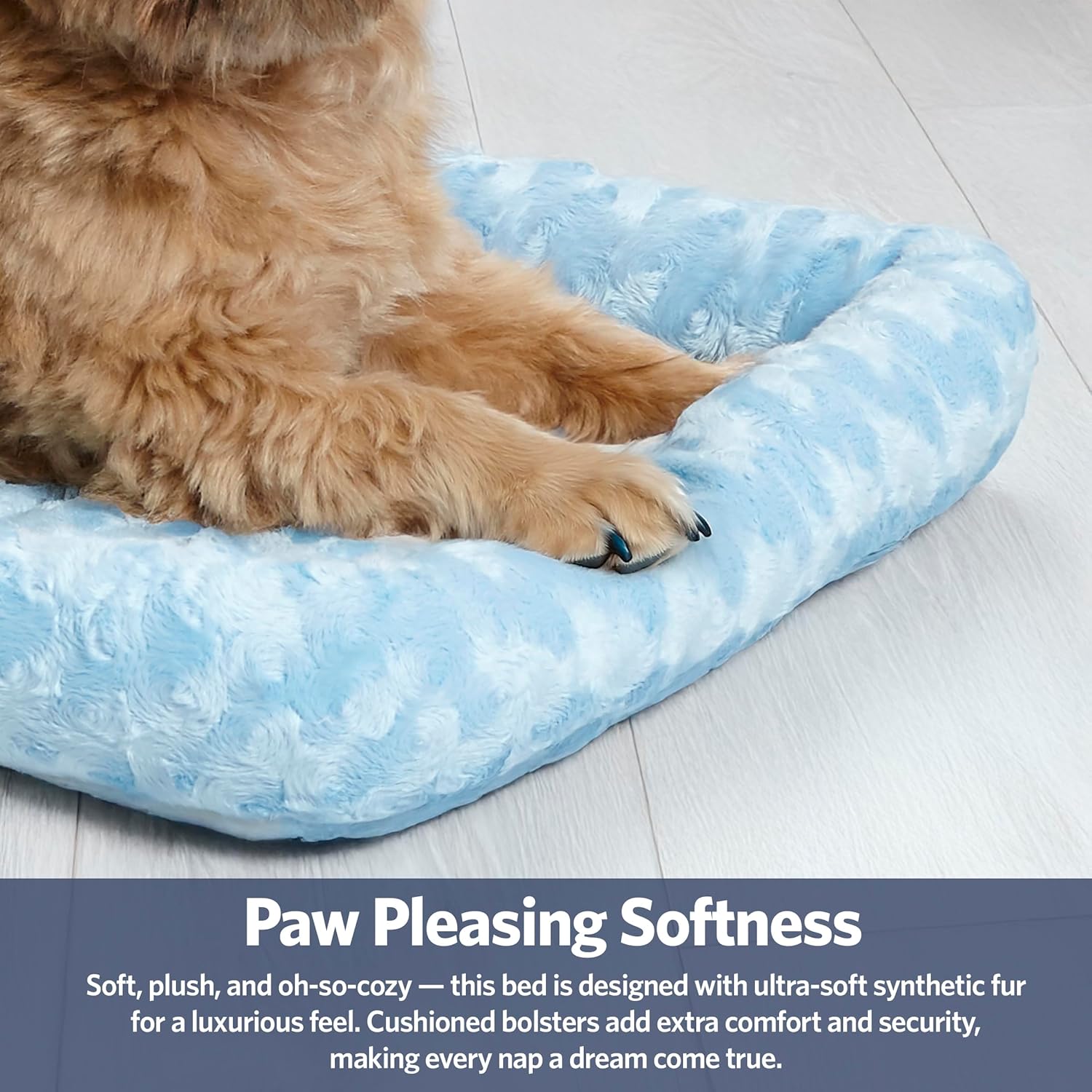 18L-Inch White Fleece Dog or Cat Bed with Comfortable Bolster, Ideal for Toy Dog Breeds & Fits an 18-Inch Crate, Easy Maintenance Machine Wash & Dry