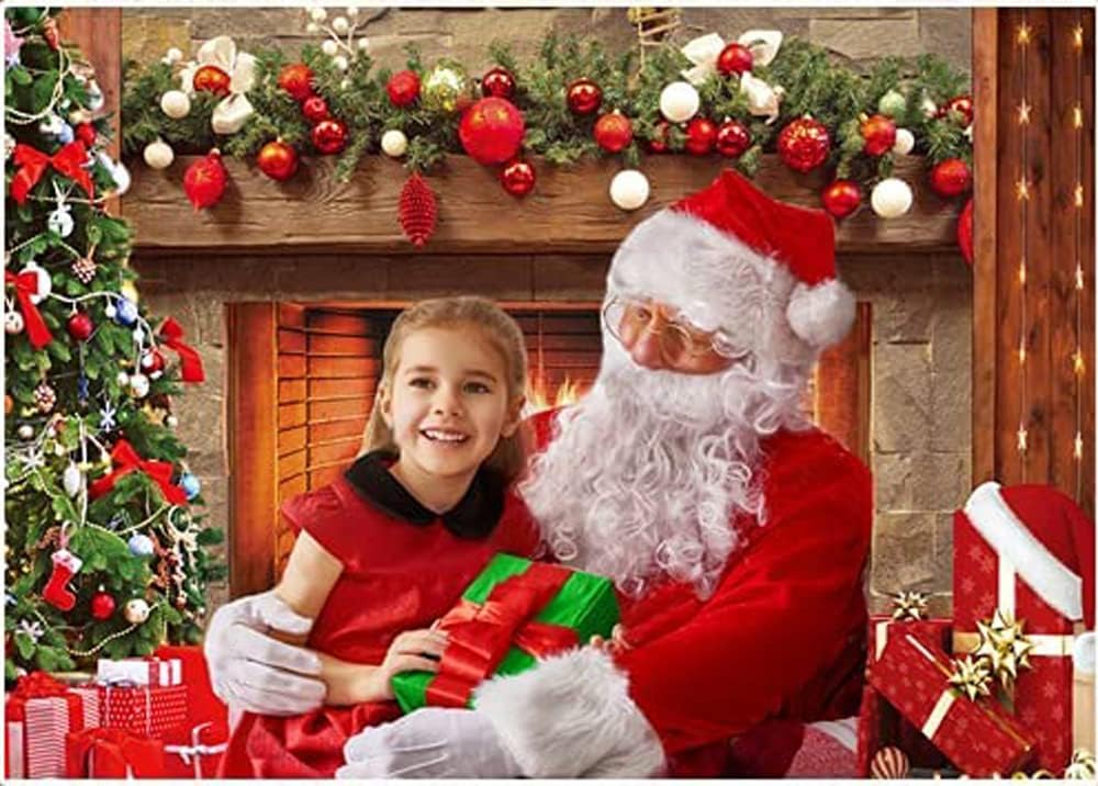 CYLYH 7x5ft Christmas Photography Backdrop Christmas Fireplace Theme Backdrop Christmas Party Decorations Birthday Party Kids Portrait Photo Studio Booth Props SDJ-502