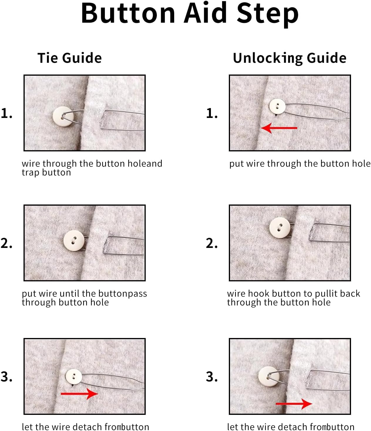 3 Pack Button Hook Tool for Seniors & Arthritic Hands - One Handed Button Assist Device with Comfort Grip Handle, Zipper Pull Helper - Dressing Aid for Shirts, Pants, Wedding Dresses