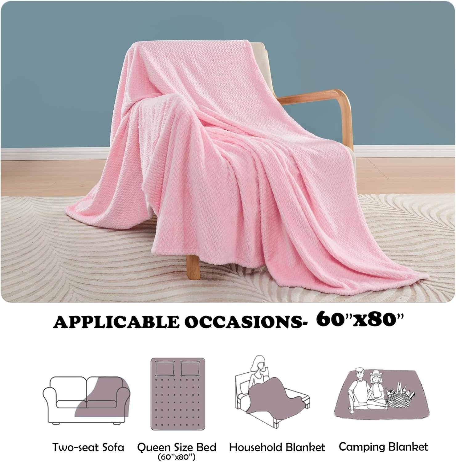 NEWCOSPLAY Super Soft Throw Blanket Deep Purple Rainbow Premium Silky Flannel Fleece Leaves Pattern Lightweight Bed Blanket All Season Use (Deep Purple Rainbow, Throw(50x60))