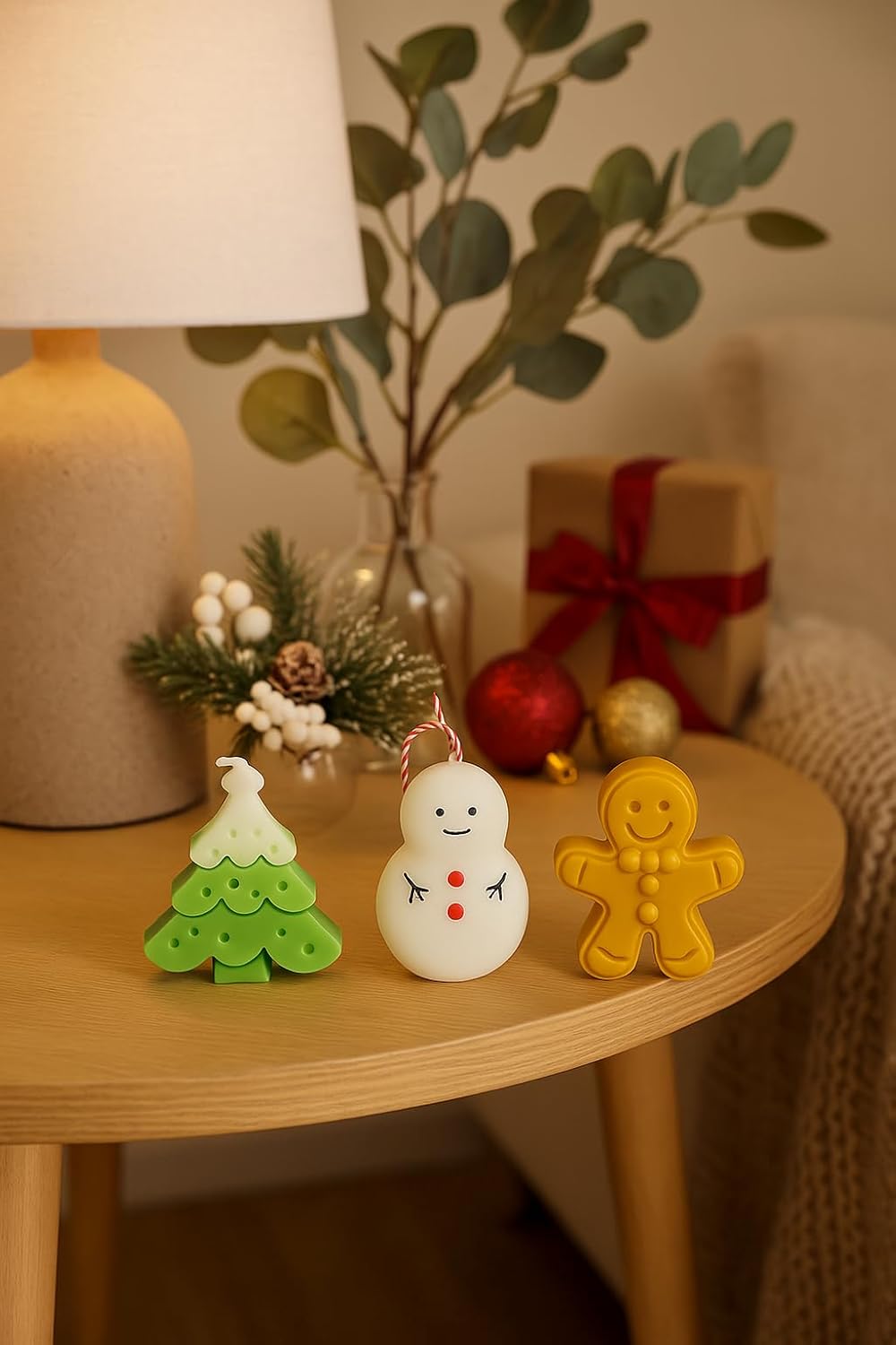 Christmas Candle Gift Set of 3 Scented Candles – Santa, Christmas Tree & House | Cute Holiday Décor Candles for Christmas Table, Teachers, Secret Santa & Friends | Handcrafted Wax | Ready-to-Gift Box