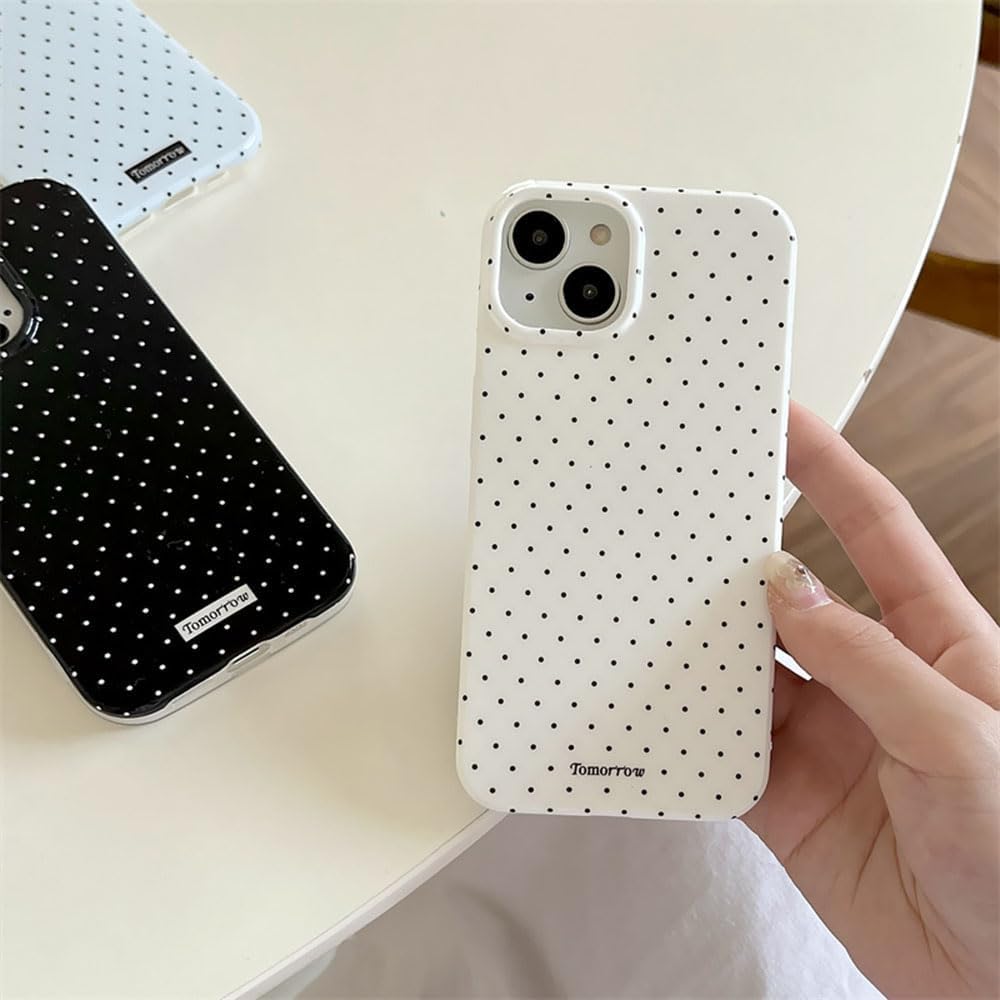 Sloveic for iPhone 16 Case with Cute Fashion Polka Dot Aesthetics Design Simple Case for Soft TPU Slim Protection Cover for Women Girls-White