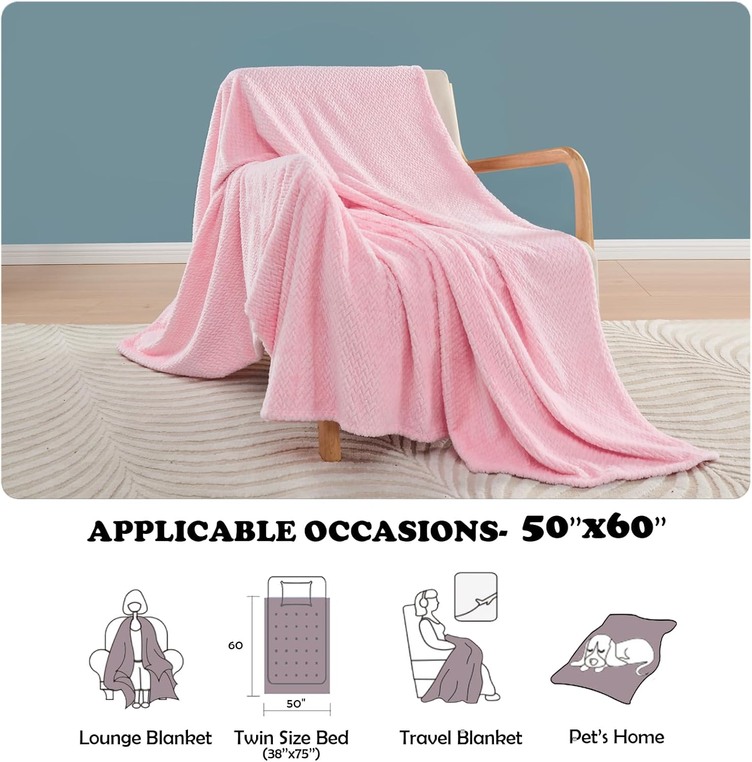 NEWCOSPLAY Super Soft Throw Blanket Deep Purple Rainbow Premium Silky Flannel Fleece Leaves Pattern Lightweight Bed Blanket All Season Use (Deep Purple Rainbow, Throw(50x60))