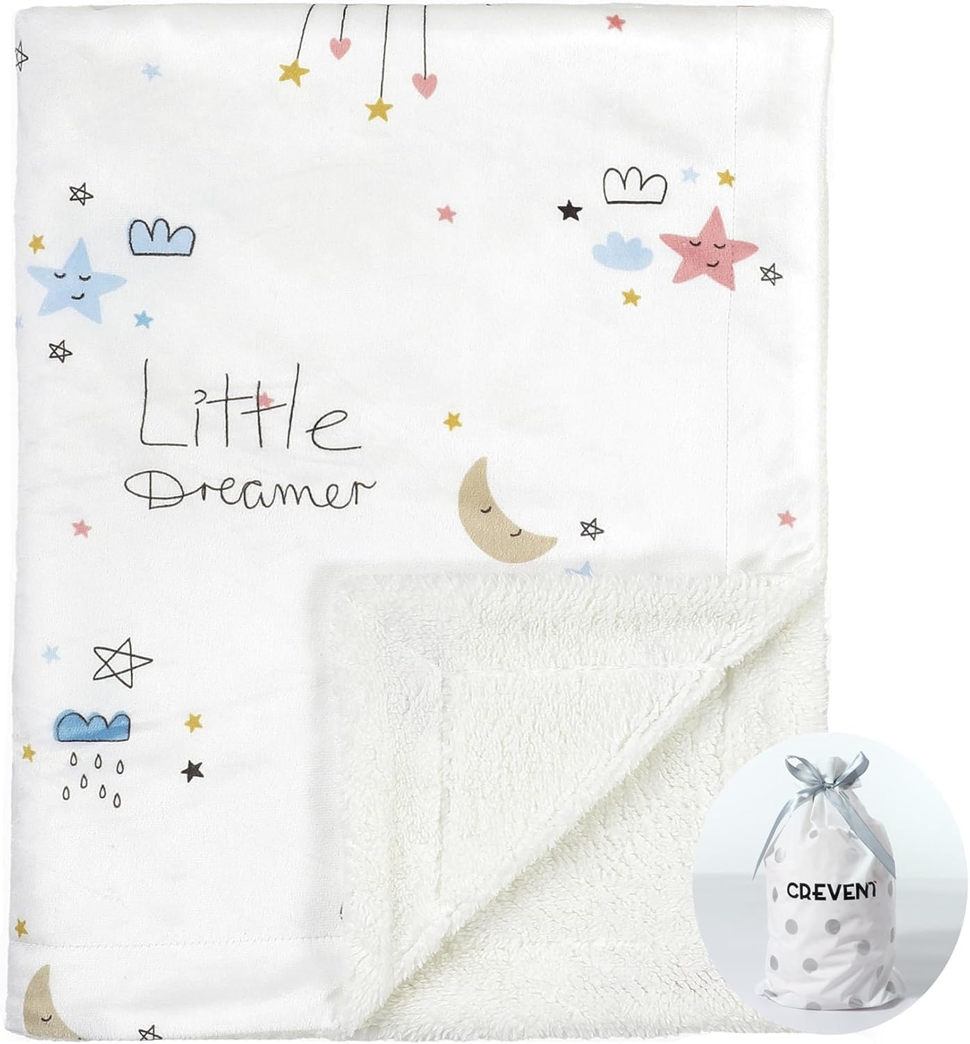 CREVENT Minky Baby Blanket for Girls Boys, Soft Plush Receiving Blanket for Newborns - 76x102cm (Animal)