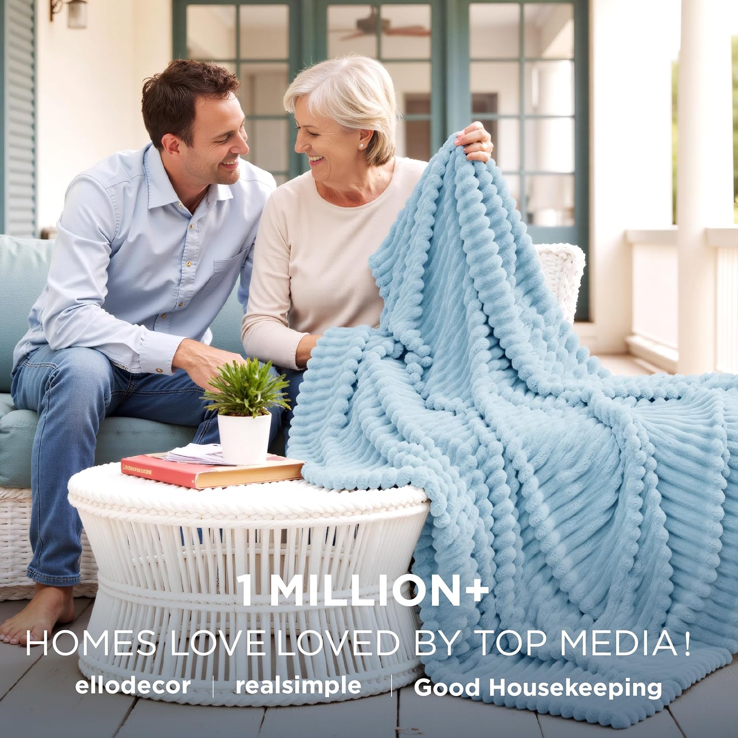 Bedsure Blanket for Couch, Super Cozy Soft Throw Blankets for Women, Cute Small Plush Fleece Throws for Girls, Off White, 50x60 Inches