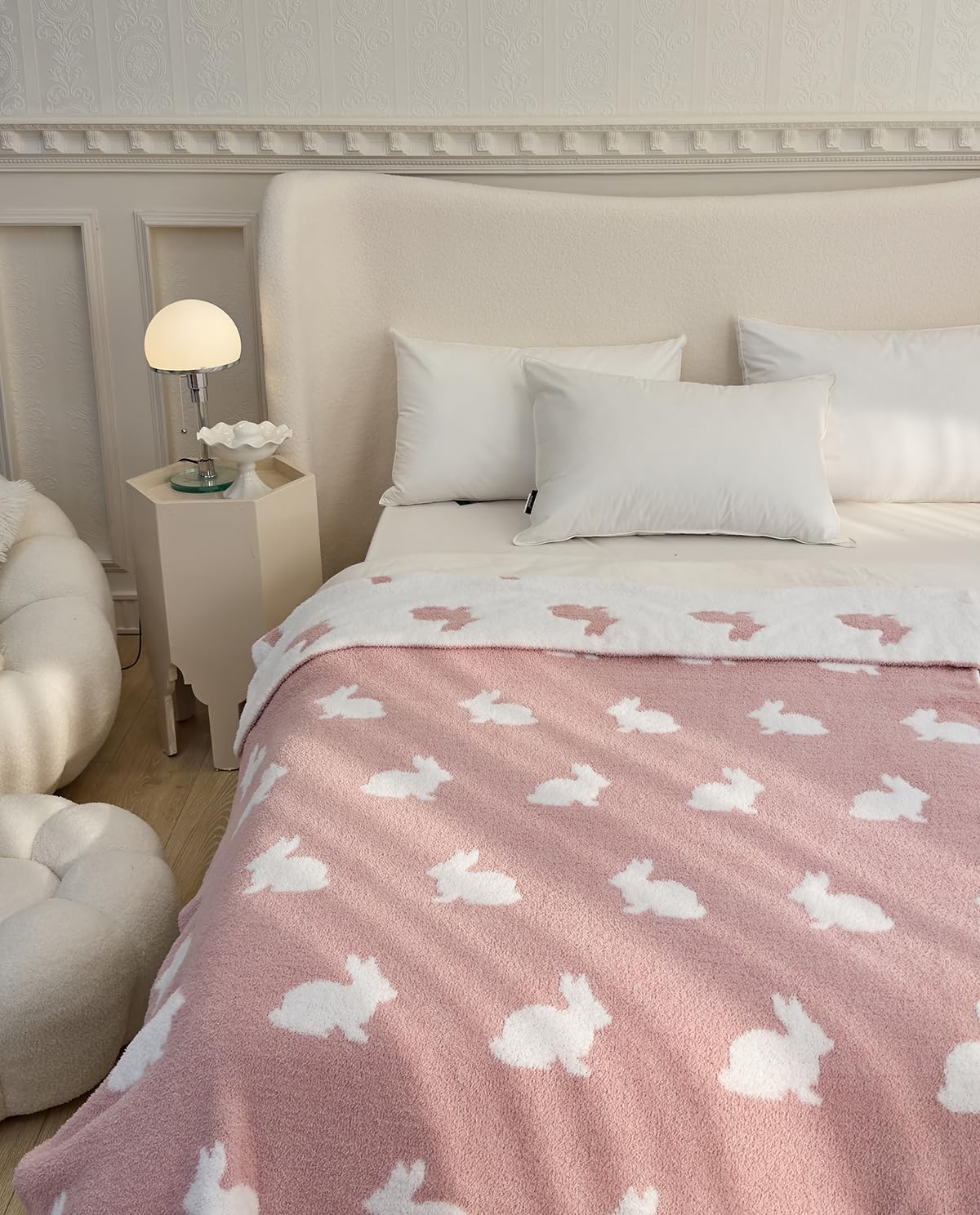 REPRECONF ZASTION Plaid Throw Blanket Ultra Soft Cozy Microfiber Knitted Lightweight Fleece Blanket for Couch Bed Travel Cream 130cm x 150cm