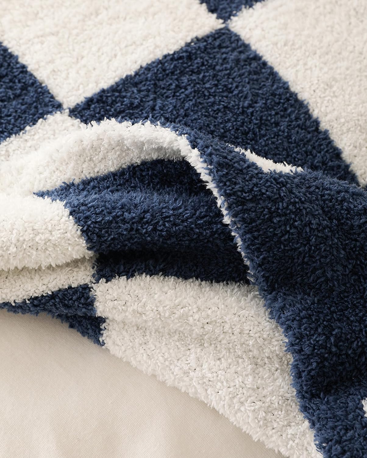 REPRECONF ZASTION Plaid Throw Blanket Ultra Soft Cozy Microfiber Knitted Lightweight Fleece Blanket for Couch Bed Travel Cream 130cm x 150cm