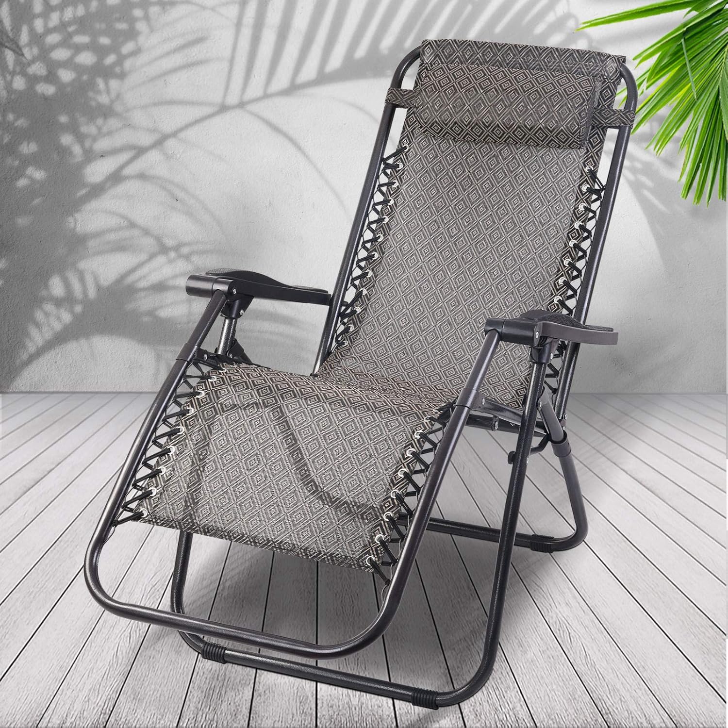 Gardeon Zero Gravity Portable Reclining Lounge Folding Outdoor Camping Beach Chair Black