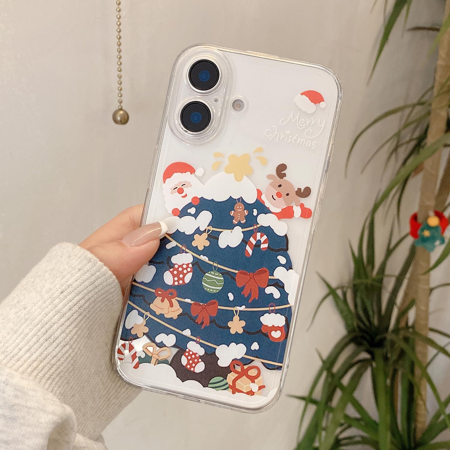 Christmas Phone Case for iPhone 11-17 Cute Merry Christmas Pattern Case Compatible with Magsafe Red Xmas Santa Tree Candy Pattern Cover for Women and Girls - Gingerbread