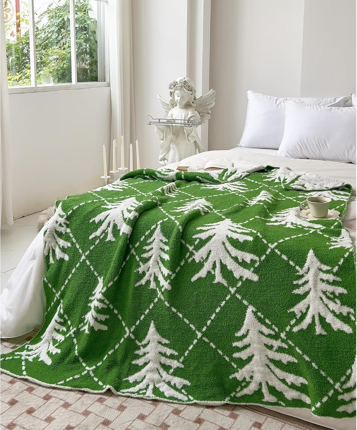 REPRECONF ZASTION Plaid Throw Blanket Ultra Soft Cozy Microfiber Knitted Lightweight Fleece Blanket for Couch Bed Travel Cream 130cm x 150cm