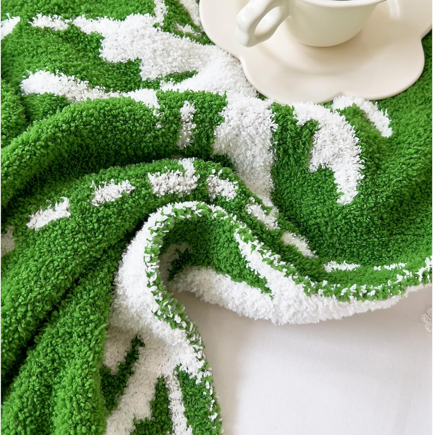 REPRECONF ZASTION Plaid Throw Blanket Ultra Soft Cozy Microfiber Knitted Lightweight Fleece Blanket for Couch Bed Travel Cream 130cm x 150cm