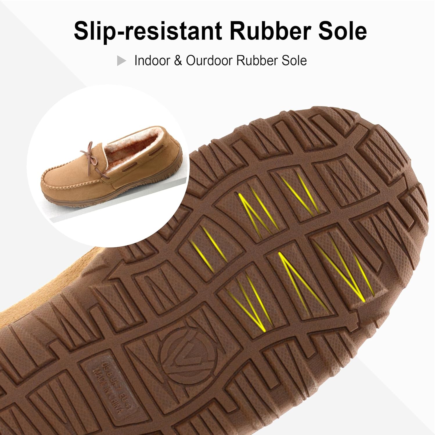 SKABIU Mens Moccasin Slippers Memory Foam Indoor & Outdoor House Slippers Cozy Bedroom Shoes