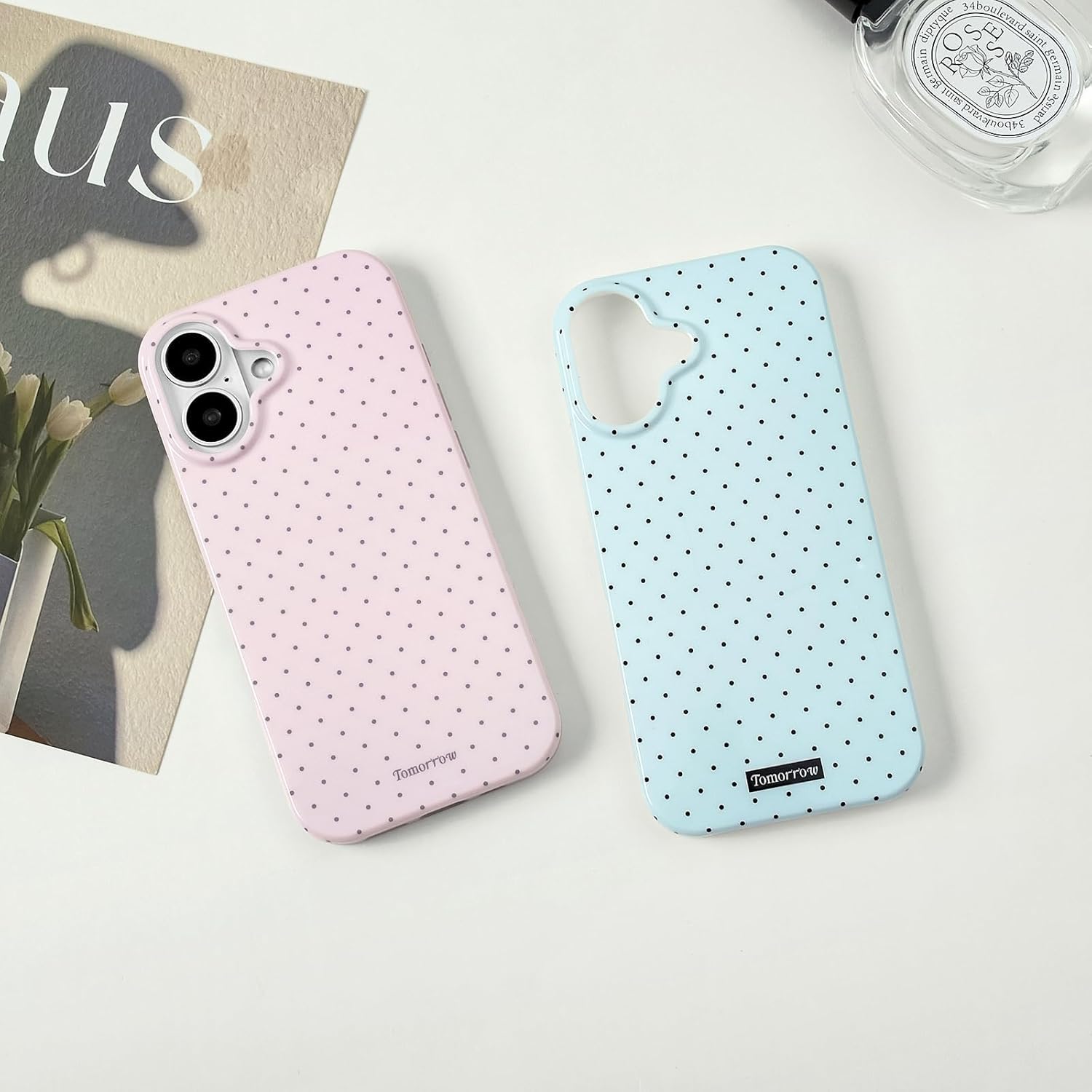 Sloveic for iPhone 16 Case with Cute Fashion Polka Dot Aesthetics Design Simple Case for Soft TPU Slim Protection Cover for Women Girls-White