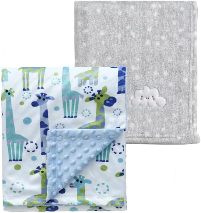 CREVENT Minky Baby Blanket for Girls Boys, Soft Plush Receiving Blanket for Newborns - 76x102cm (Animal)