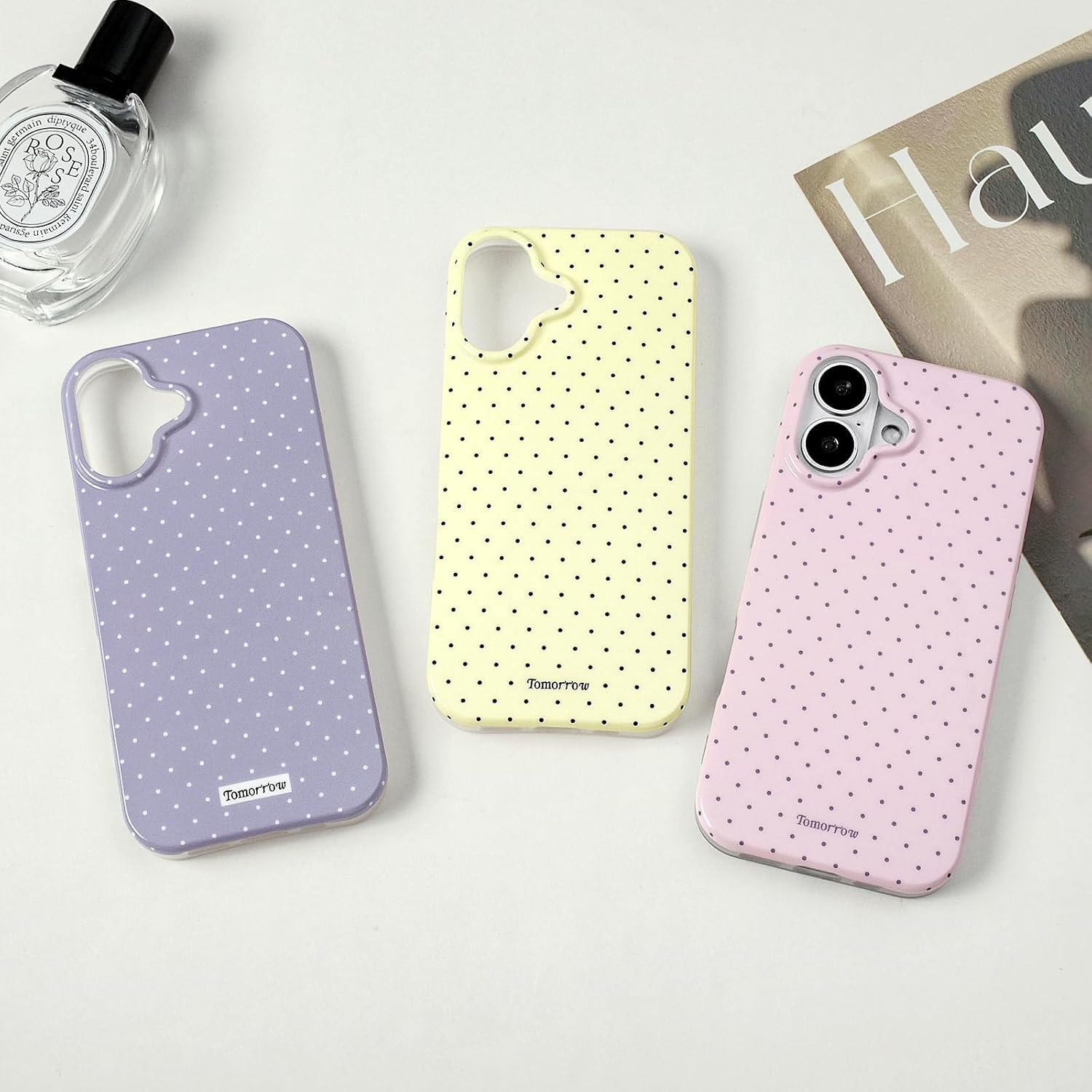 Sloveic for iPhone 16 Case with Cute Fashion Polka Dot Aesthetics Design Simple Case for Soft TPU Slim Protection Cover for Women Girls-White