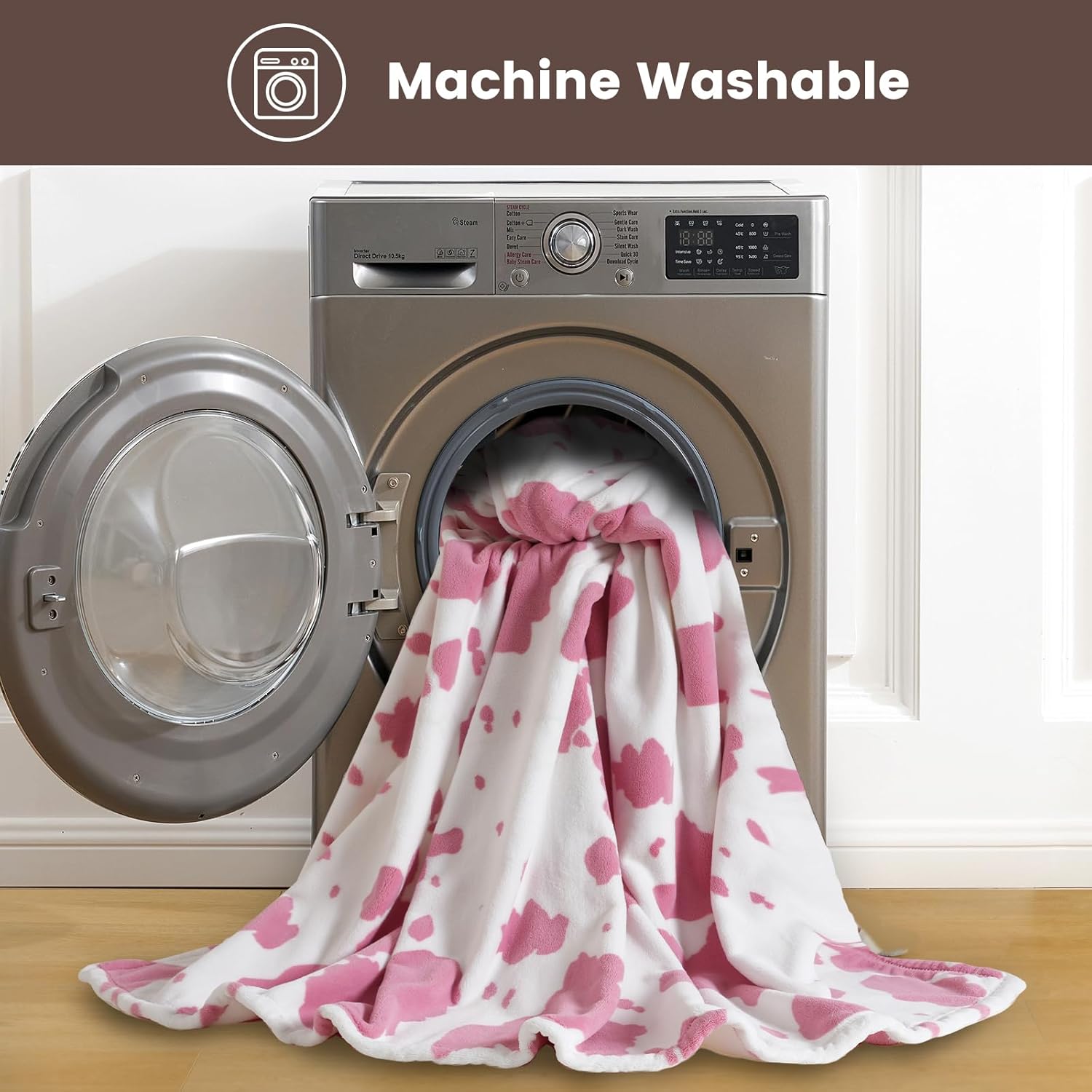 Cozy Bliss Cow Print Fuzzy Throw Blanket for Couch - Thick Soft Warm Non Shedding Fleece Blankets for Western Décor Room, for Kids, Women Men Girls, Teal Blue 50*60