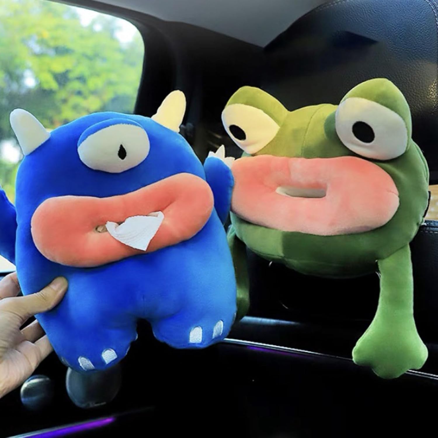 Cartoon Plush Plush Tissue Box for Car, Cute Animals Tissue Bag, Car Tissue Storage Car Decoration, Plush Tissue Organizer for Car Backseat Headrest Armrest Sun Visor Home