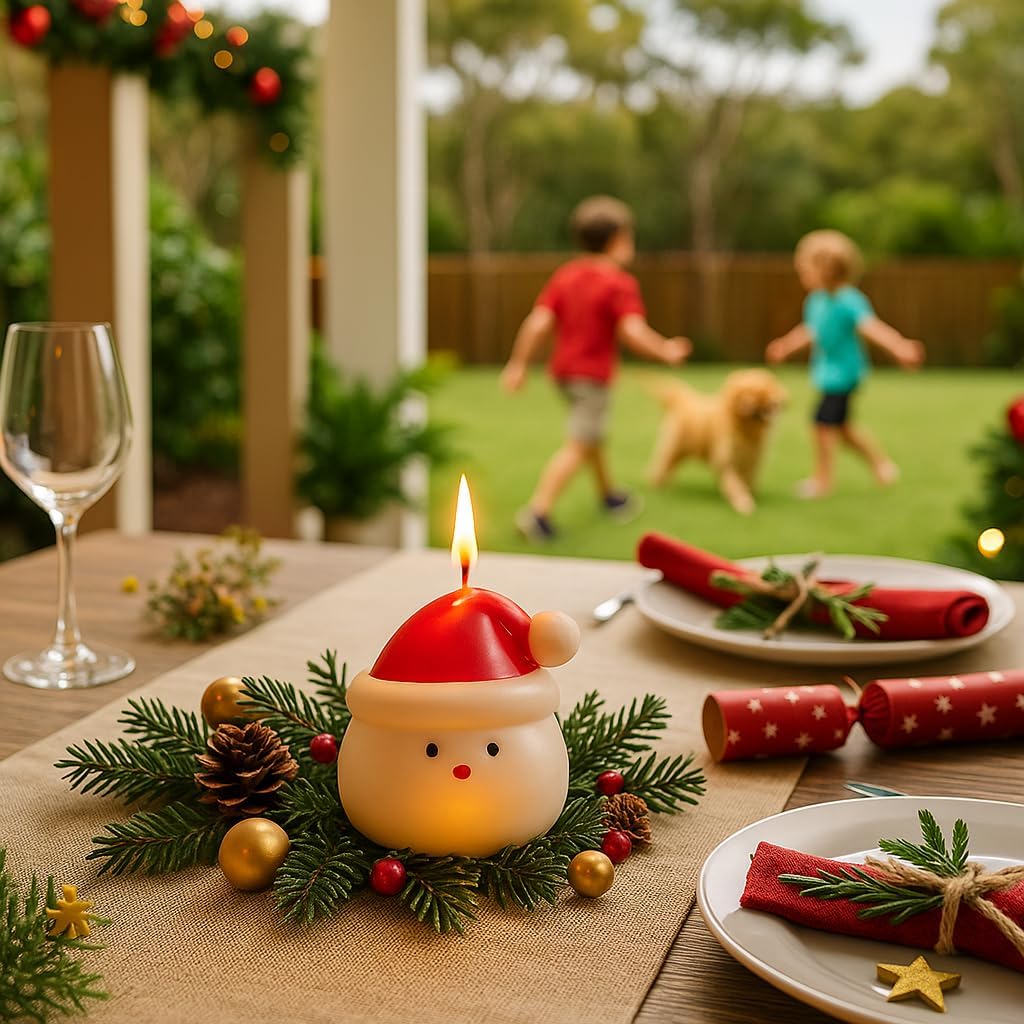 Christmas Candle Gift Set of 3 Scented Candles – Santa, Christmas Tree & House | Cute Holiday Décor Candles for Christmas Table, Teachers, Secret Santa & Friends | Handcrafted Wax | Ready-to-Gift Box