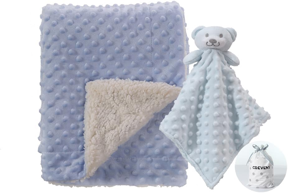 CREVENT Minky Baby Blanket for Girls Boys, Soft Plush Receiving Blanket for Newborns - 76x102cm (Animal)
