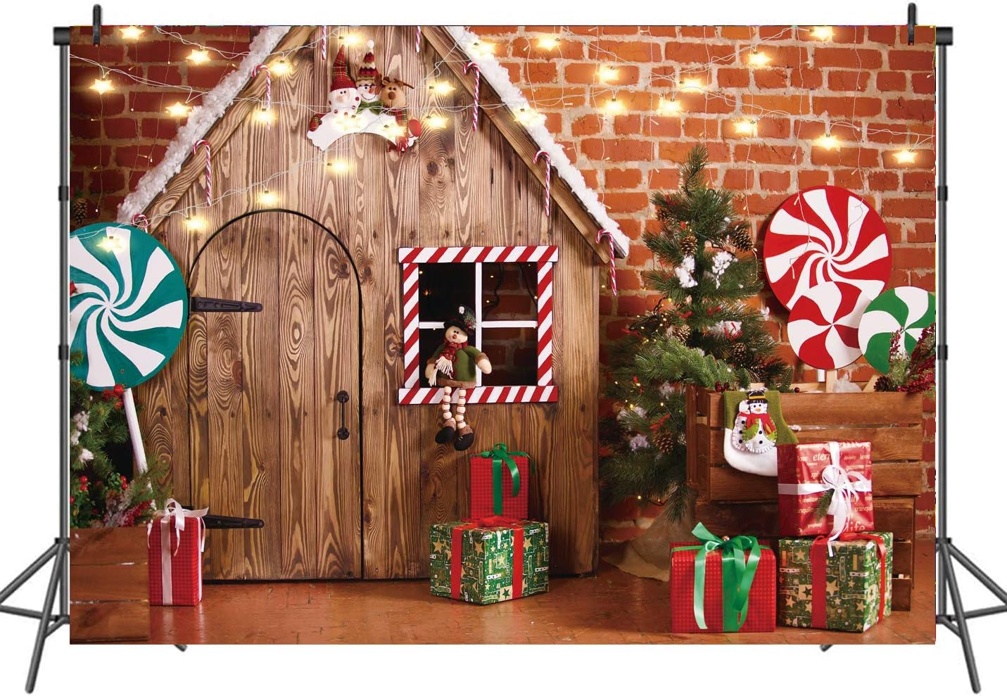 LTLYH 7X5ft Christmas Photo Backdrop Christmas Gingerbread House Candy Tree Photoshoot Background for Kids Portrait Photo Studio Booth Photographer Props Backdrop 119
